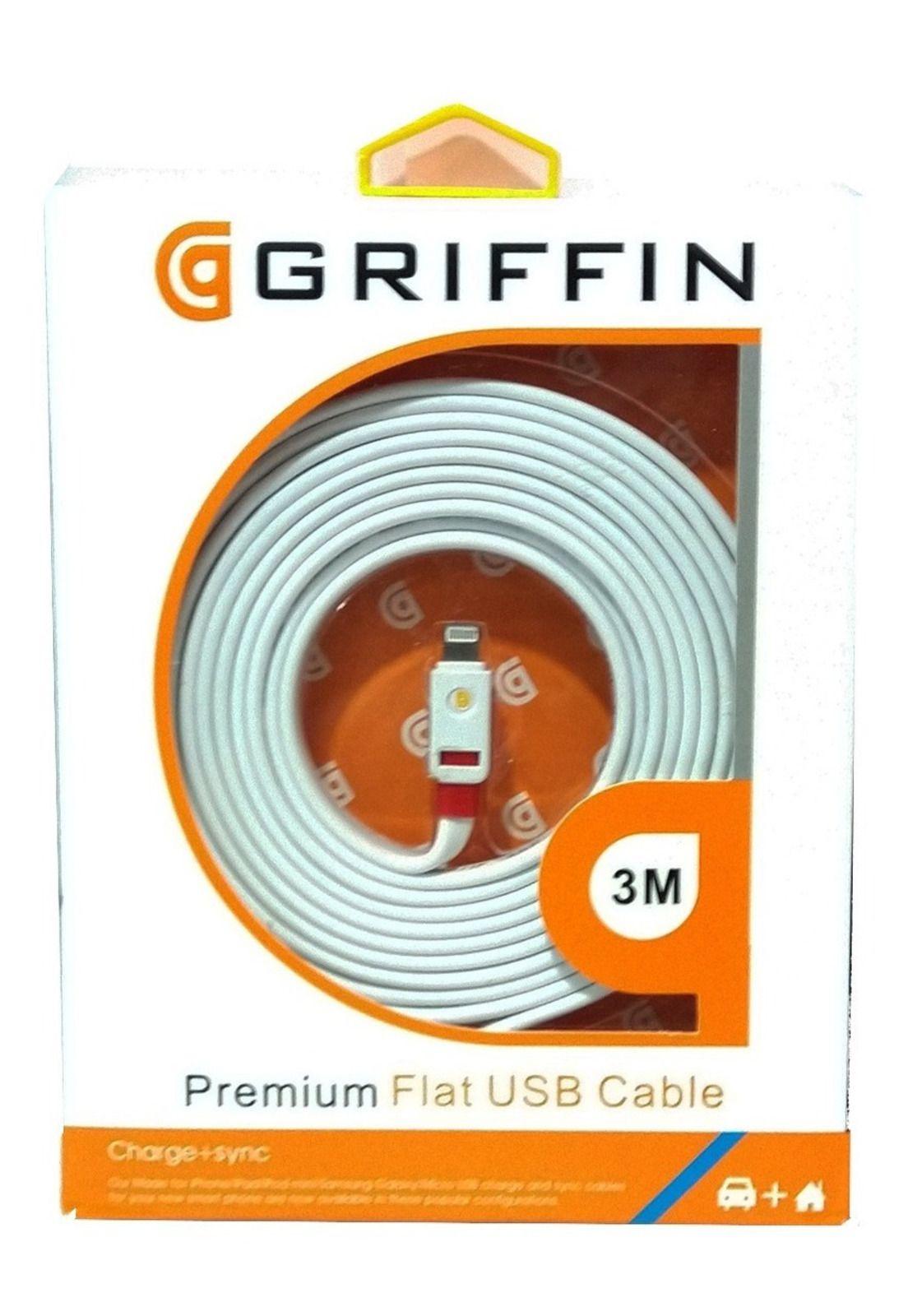 Cable Carga Sincro Datos Flat Griffin iPhone Lightning 3mts-0
