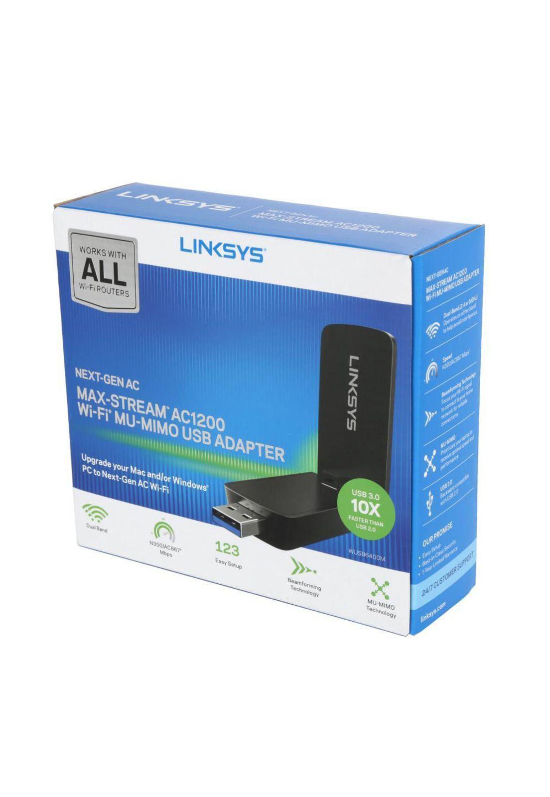 Adaptador Wi-Fi USB MU-MIMO AC1200 Linksys WUSB6400M-0