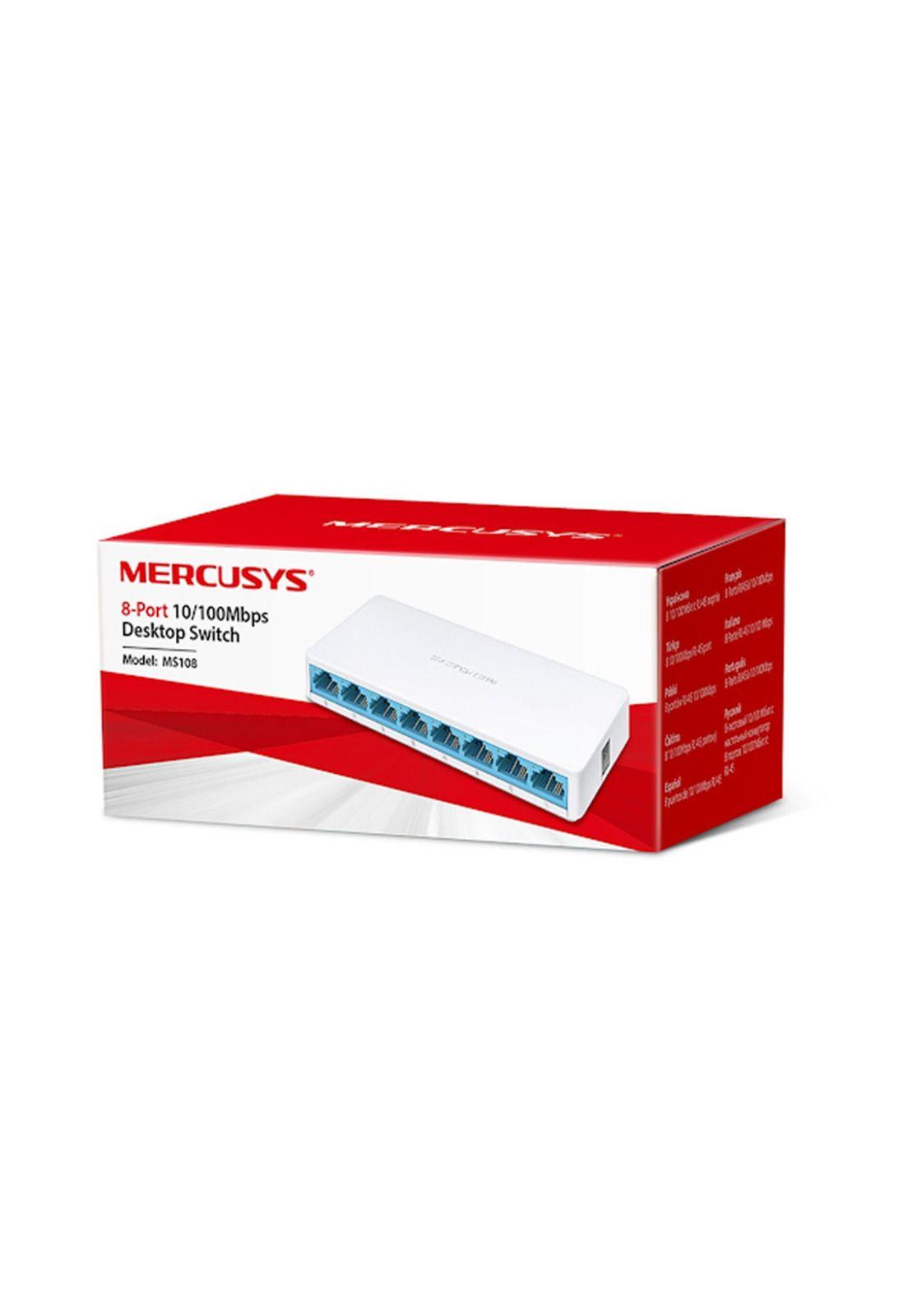 Switch Ethernet 10/100 RJ45 8 Bocas Puertos Mercusys MS108-1