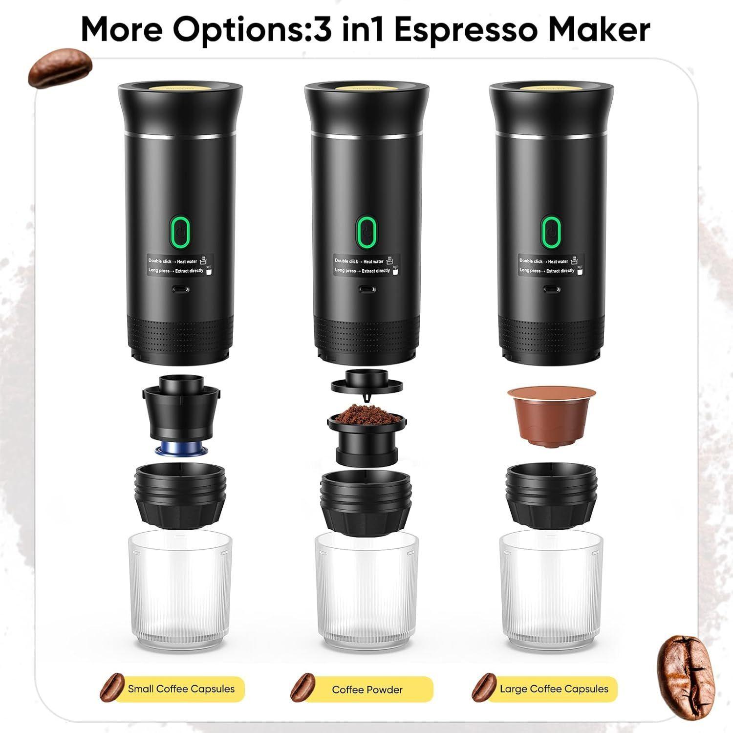 Maquina de Café Expresso Portatil 3 en 1 - Recargable por USB y compatible con Capsulas-2