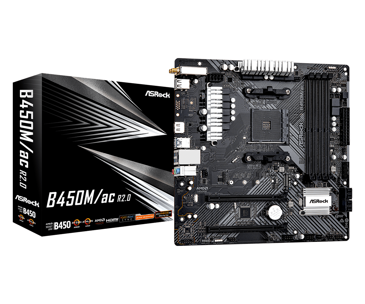 Placa Madre Asrock B450m/Ac R2.0 Socket Am4-0