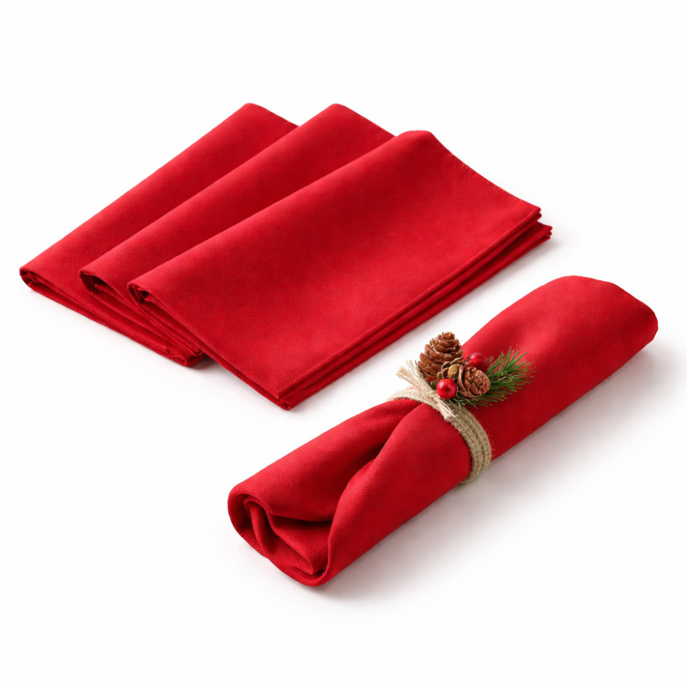 Pack X4 Servilletas De Tela 30x30 Cm Rojo Intenso-2
