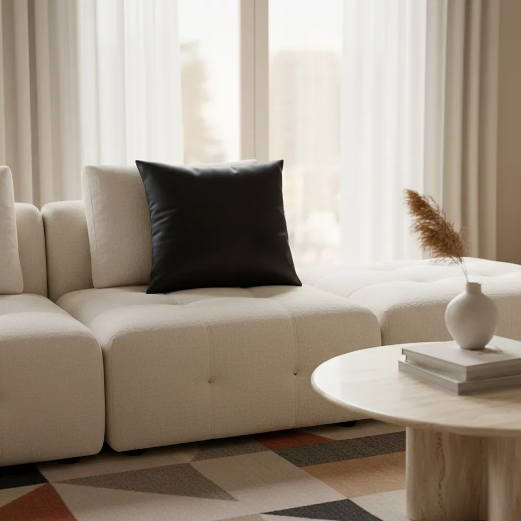 Cojin Negro Con Relleno 45x45cm Para Sofas Y Cama-2