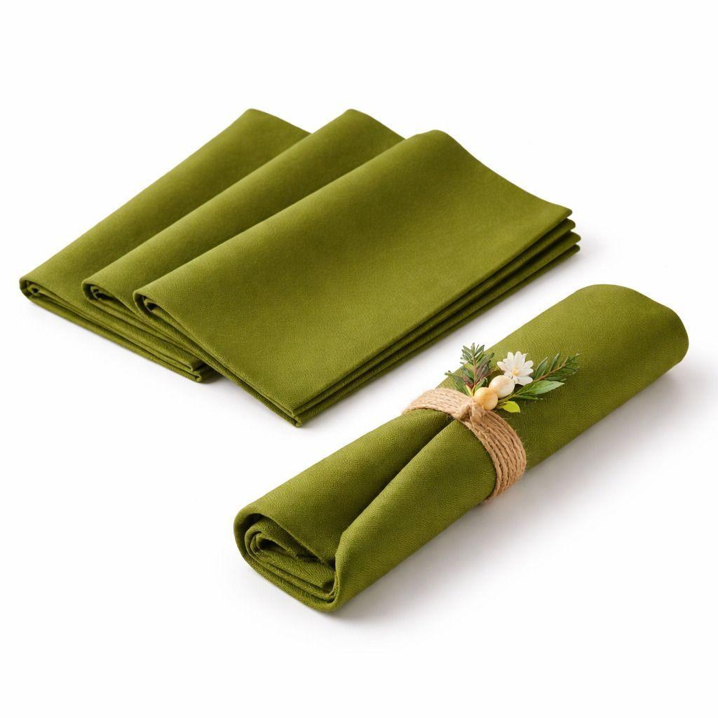 Pack X4 Servilletas De Tela 30x30 Cm Verde Olivo Intenso-2