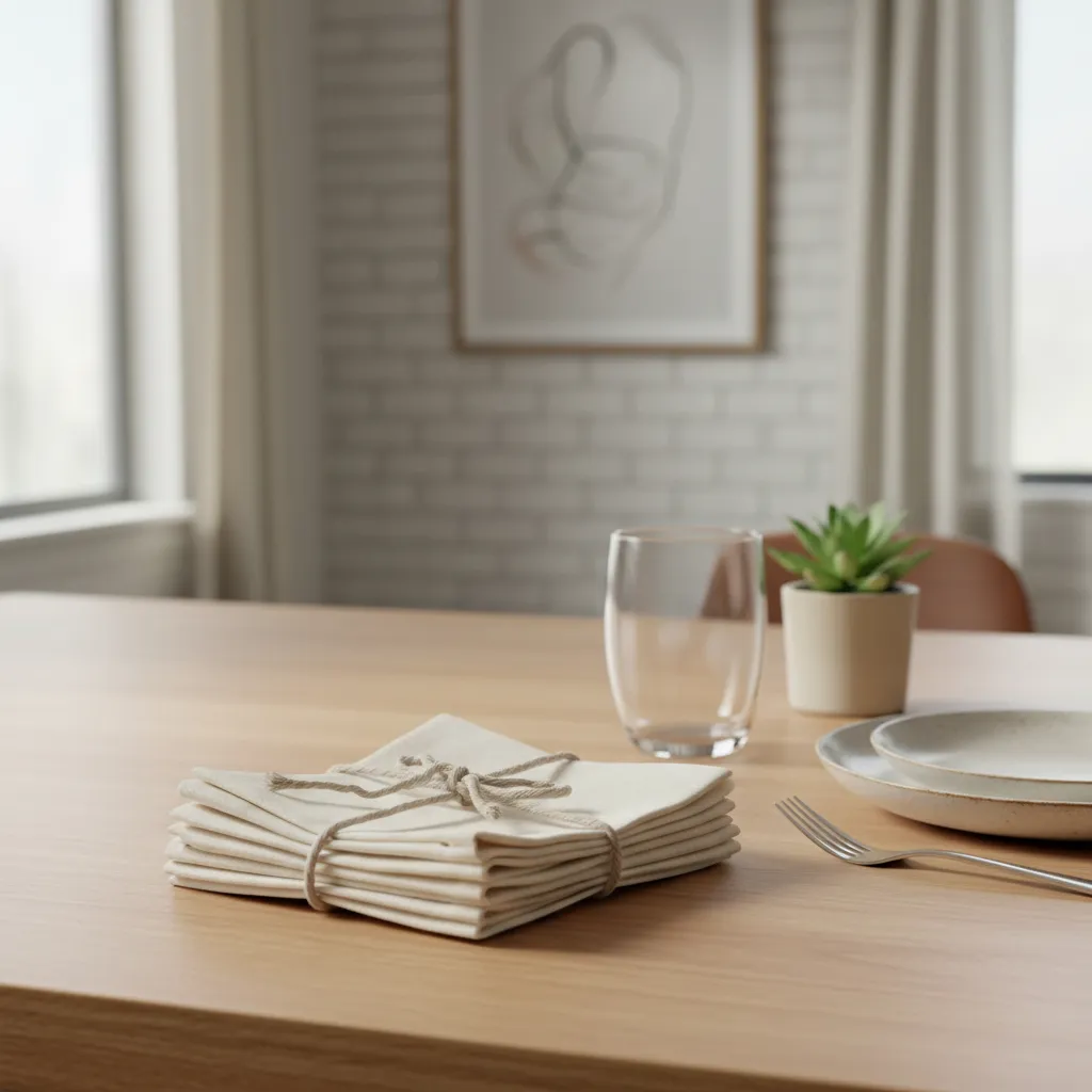 Pack de 4 servilletas de tela 30×30 cm Algodón crea color crudo Acron Studio-4