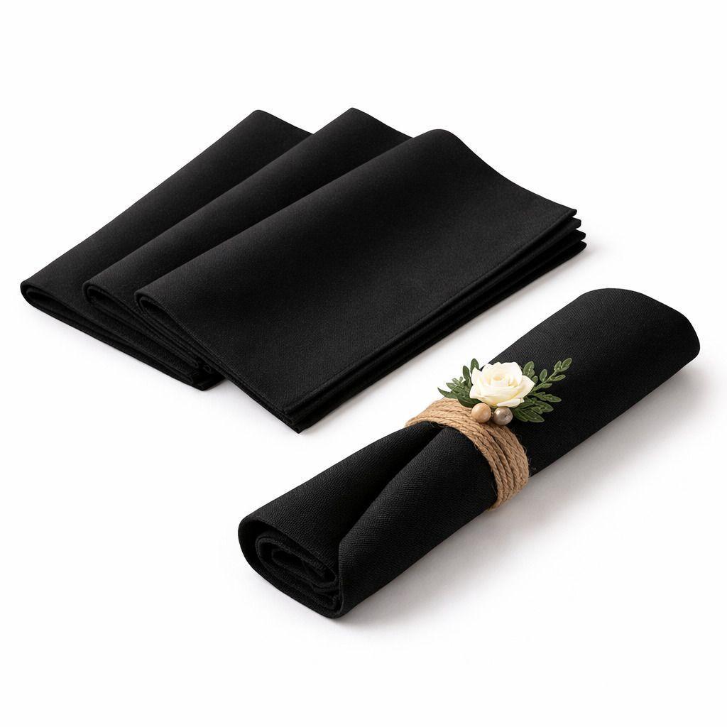Pack X 20 Servilletas De Tela 30x30 Cm Negro Intenso-2