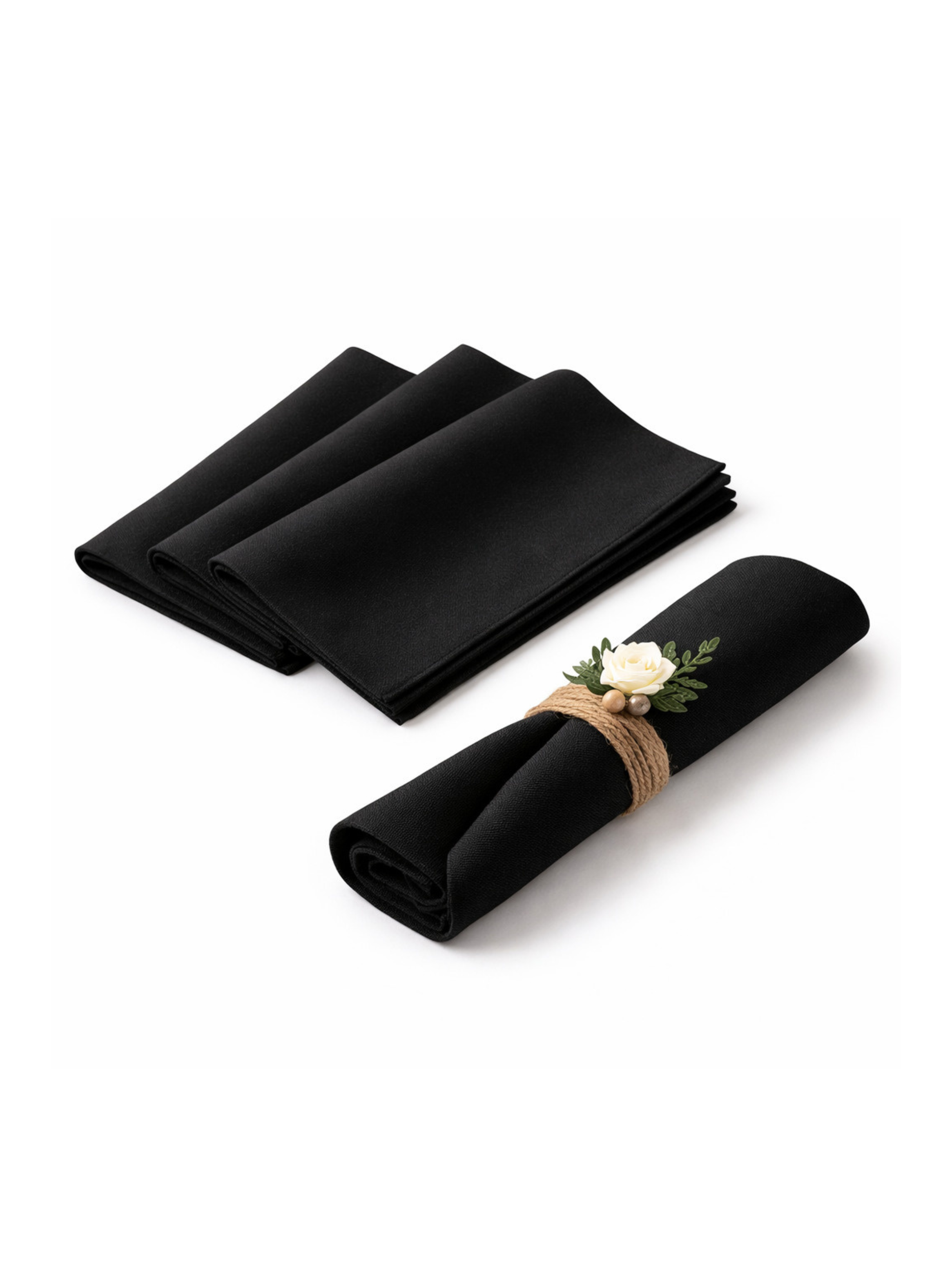 Pack X4 Servilletas De Tela 30x30 Cm Negro Intenso-2