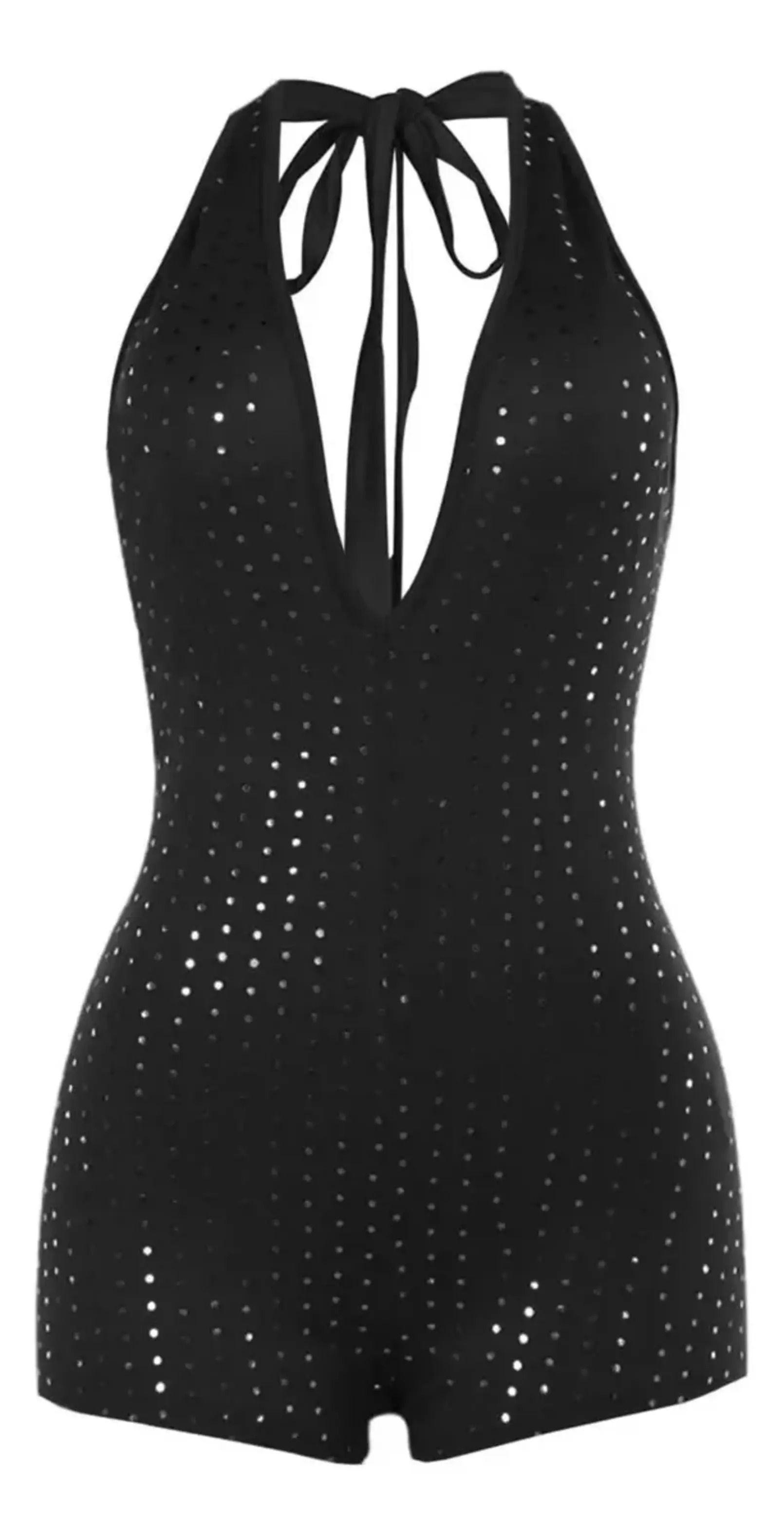 Enterito Corto Con Escote Halter y Brillos - Para Mujer-4
