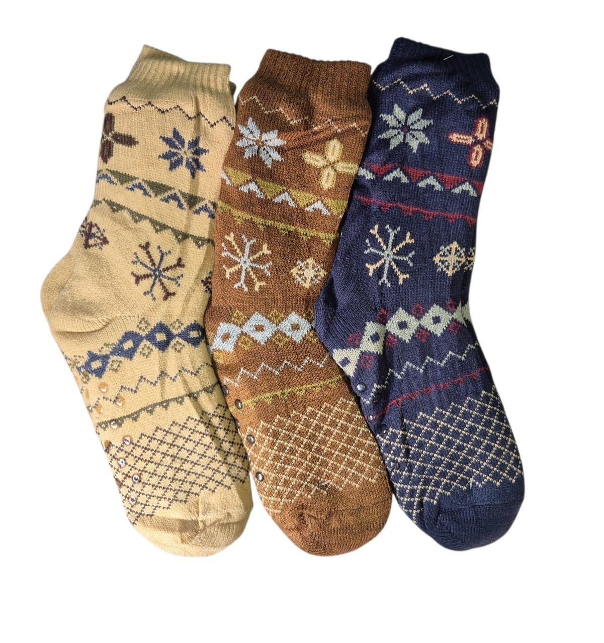 Calcetín Para Hombre Con Chiporro Tipo Pantuflas Con Antideslizantes - TRIPACK-2