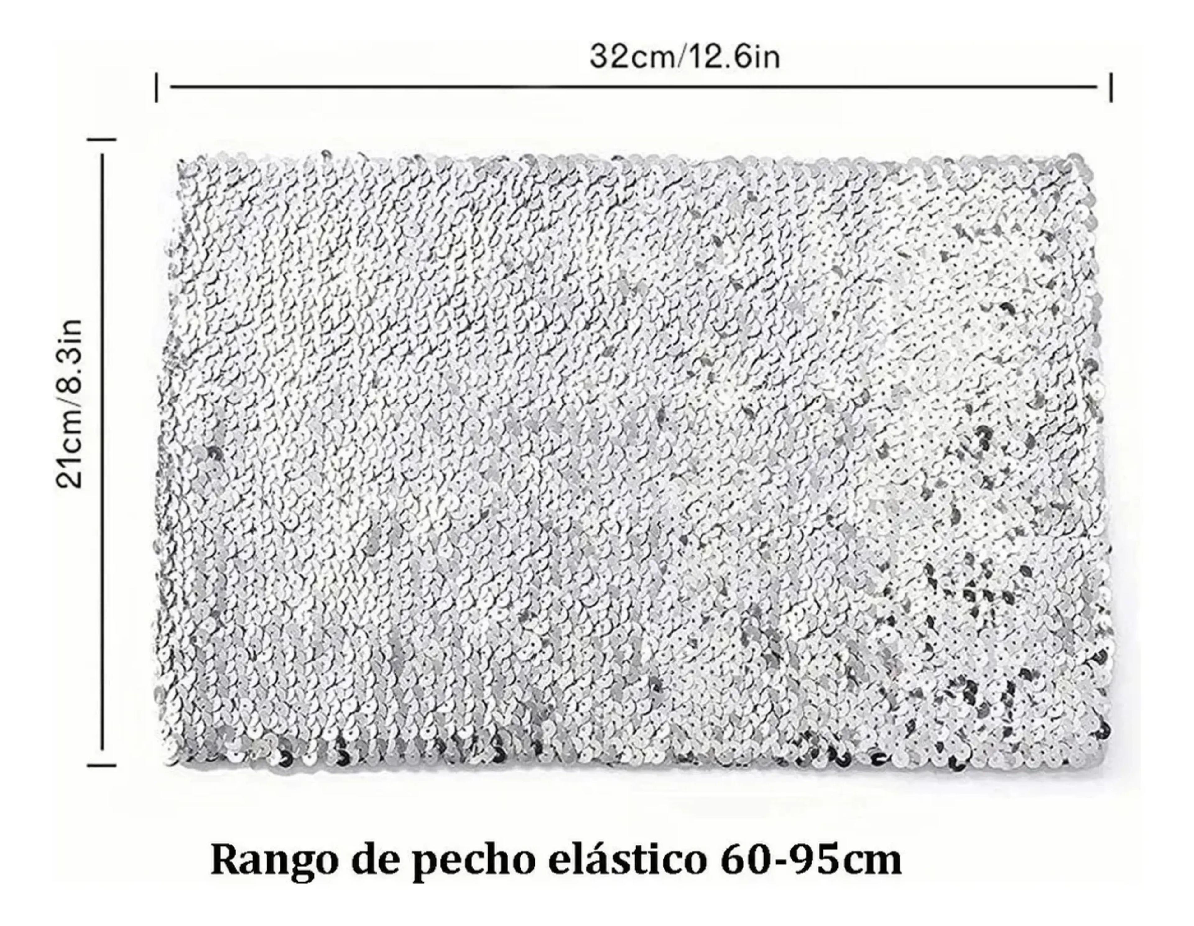 Crop Top Con Lentejuelas Elasticado Para Mujer Brillos-3