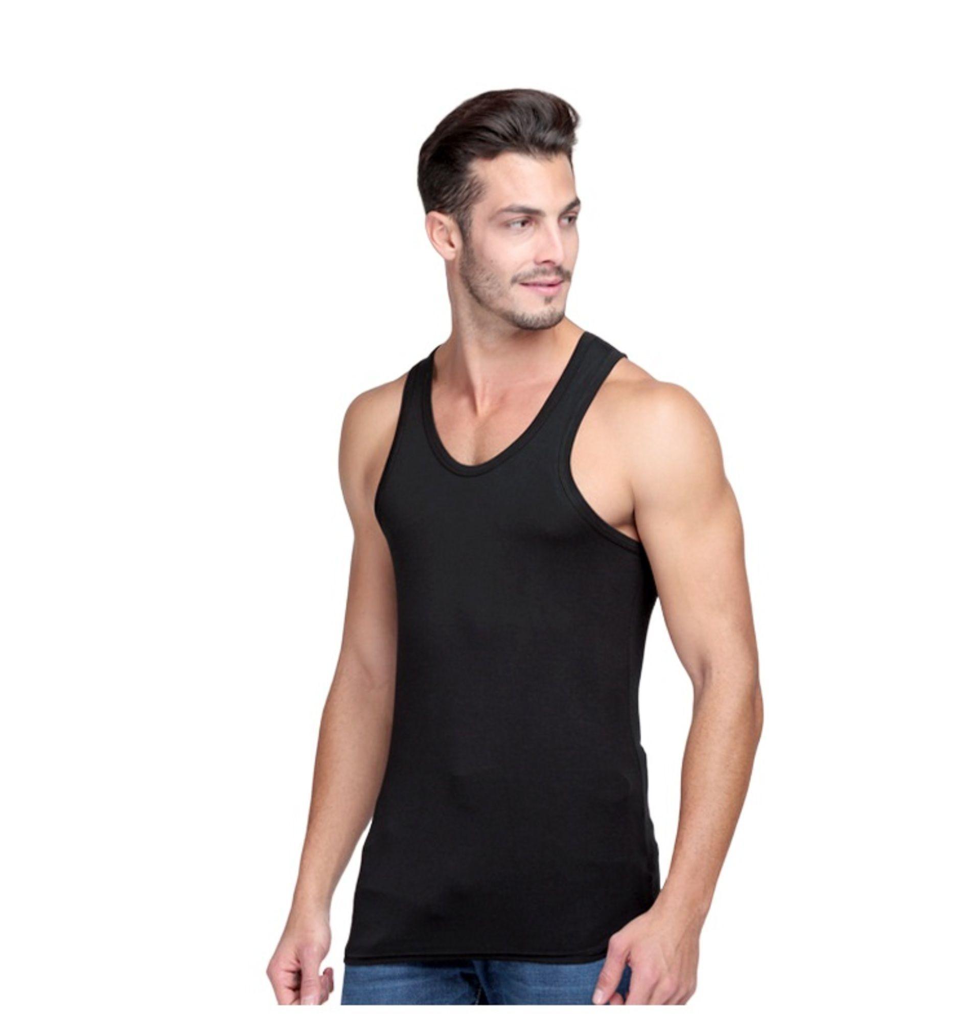 3 Poleras Musculosas De Algodón Cuello Redondo Para Hombre -1