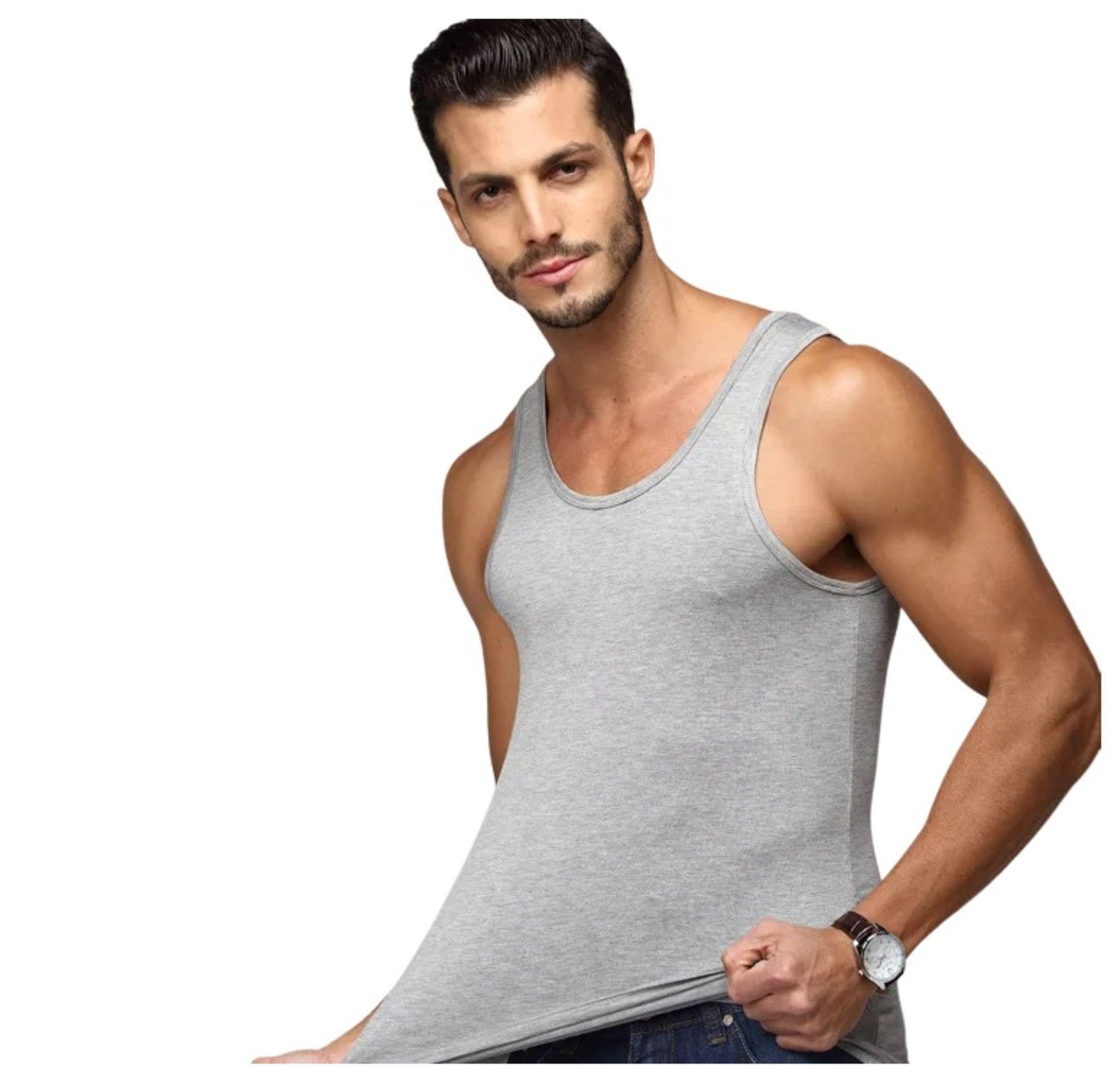 3 Poleras Musculosas De Algodón Cuello Redondo Para Hombre -3