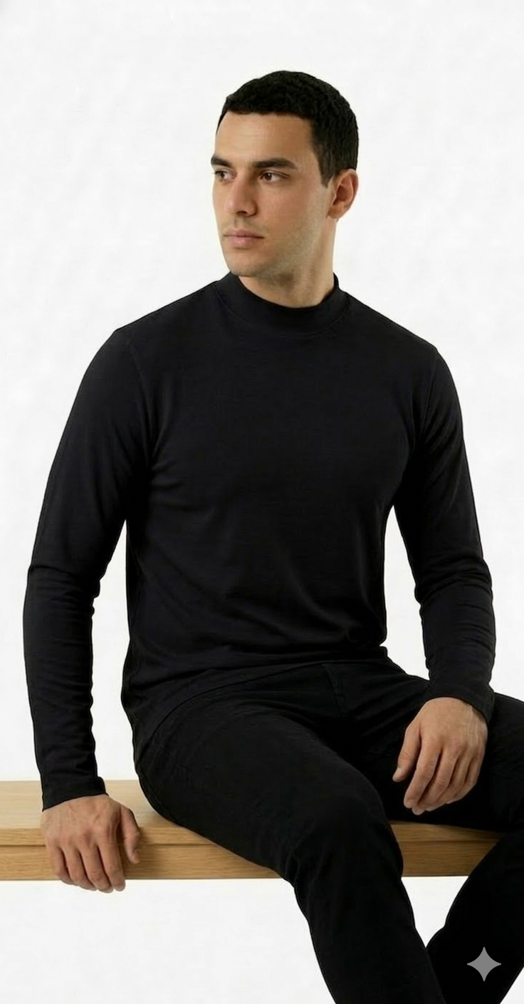 x3 Beatle - Primera Capa Para Hombre Cuello Alto De Algodón-3