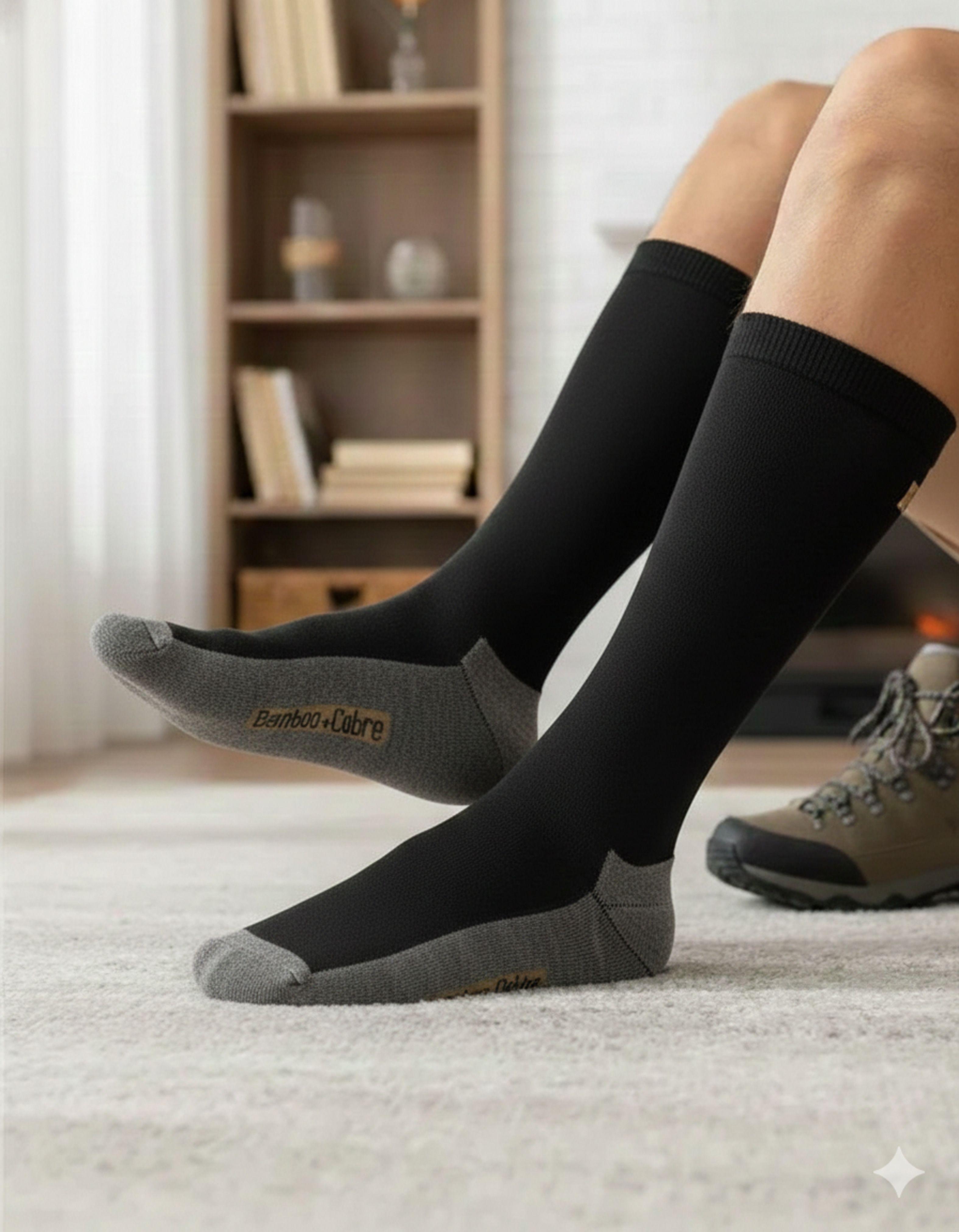 x3 Calcetines De Vestir Hombre Con Cobre Y Bambú - Sin Costuras-4