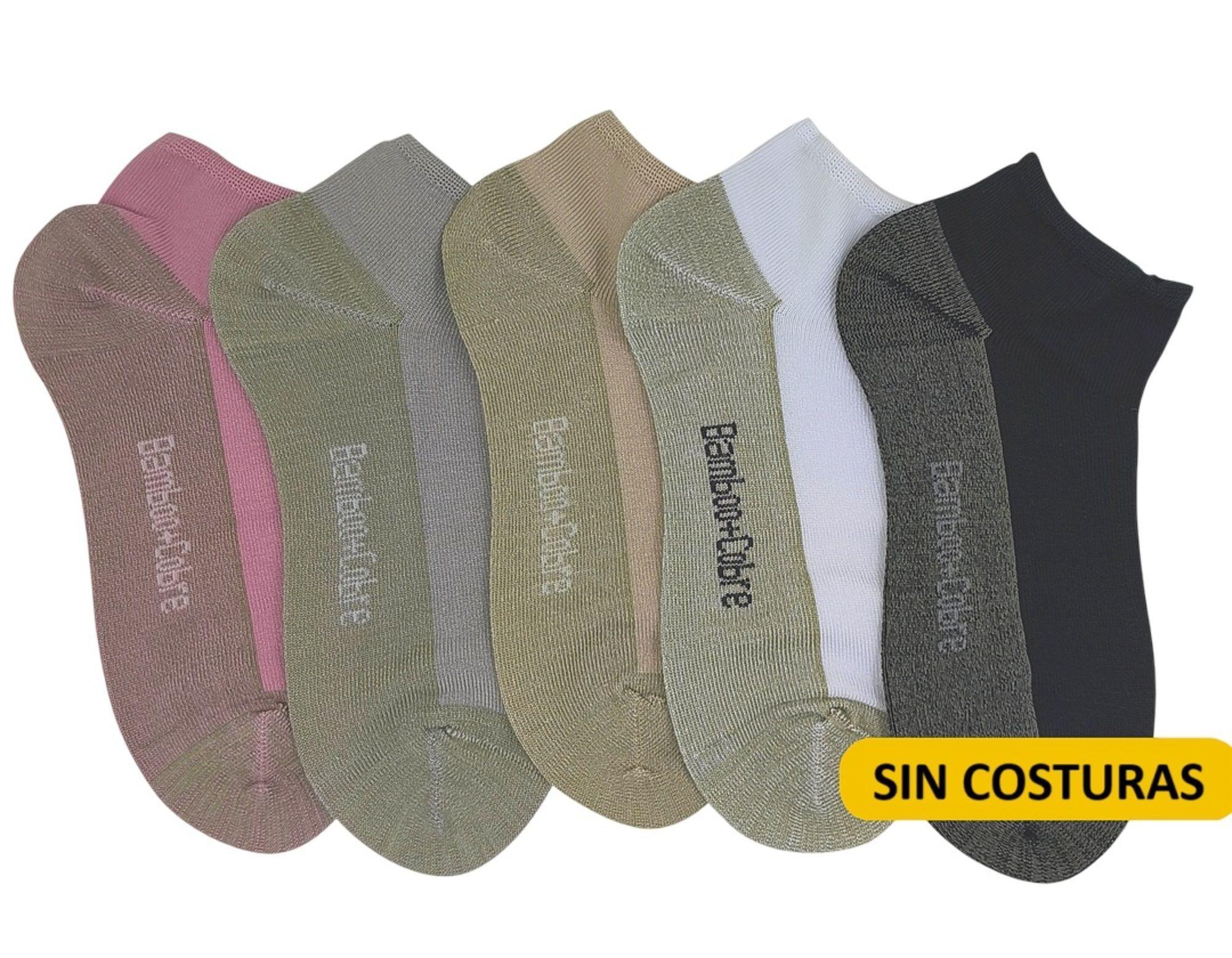 X6 Calceta Tobillera De Mujer Con Bambú Y Cobre Sin Costura-1