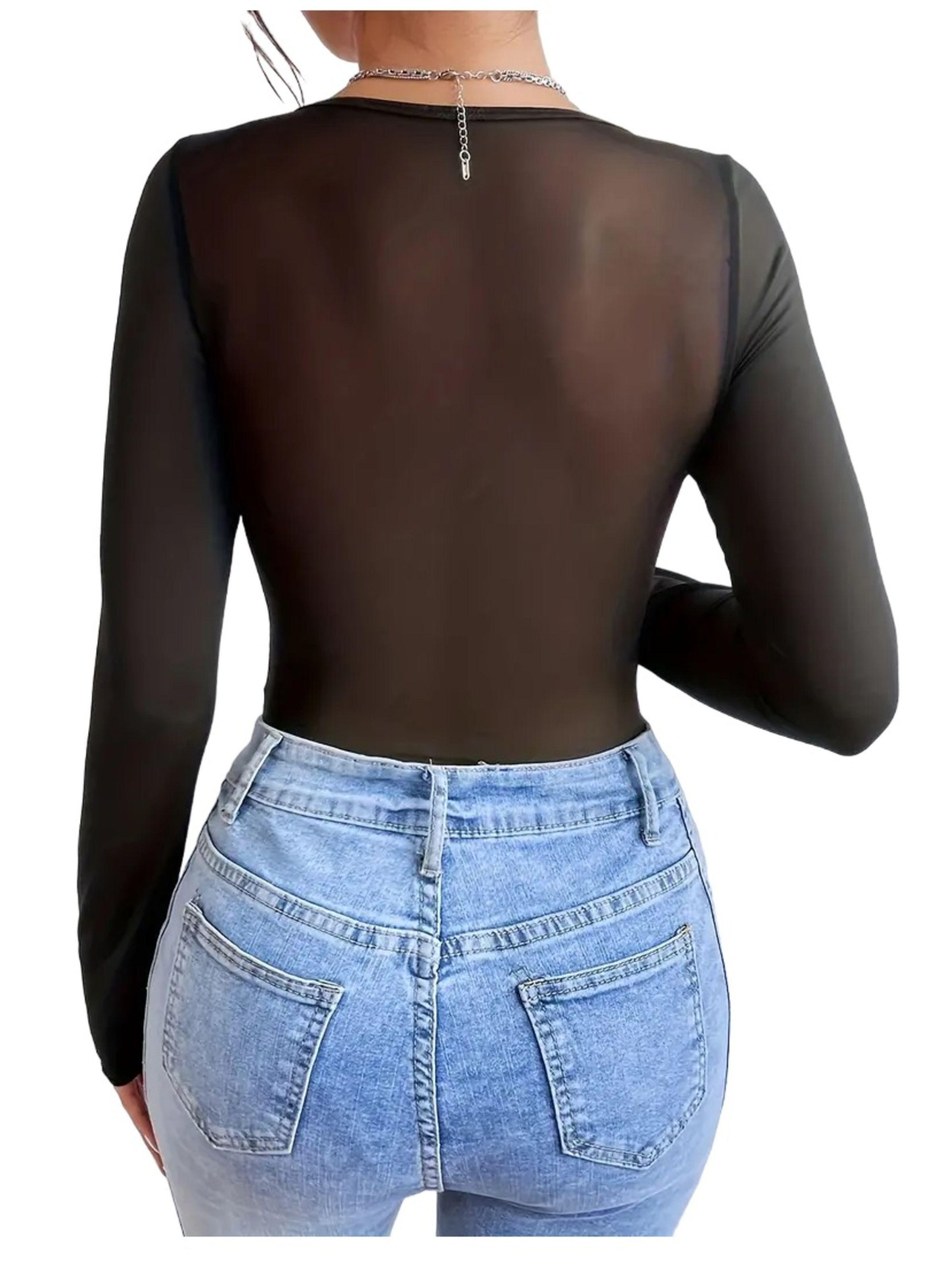 Body Para Mujer De Mangas Larga Con Transparencias-2