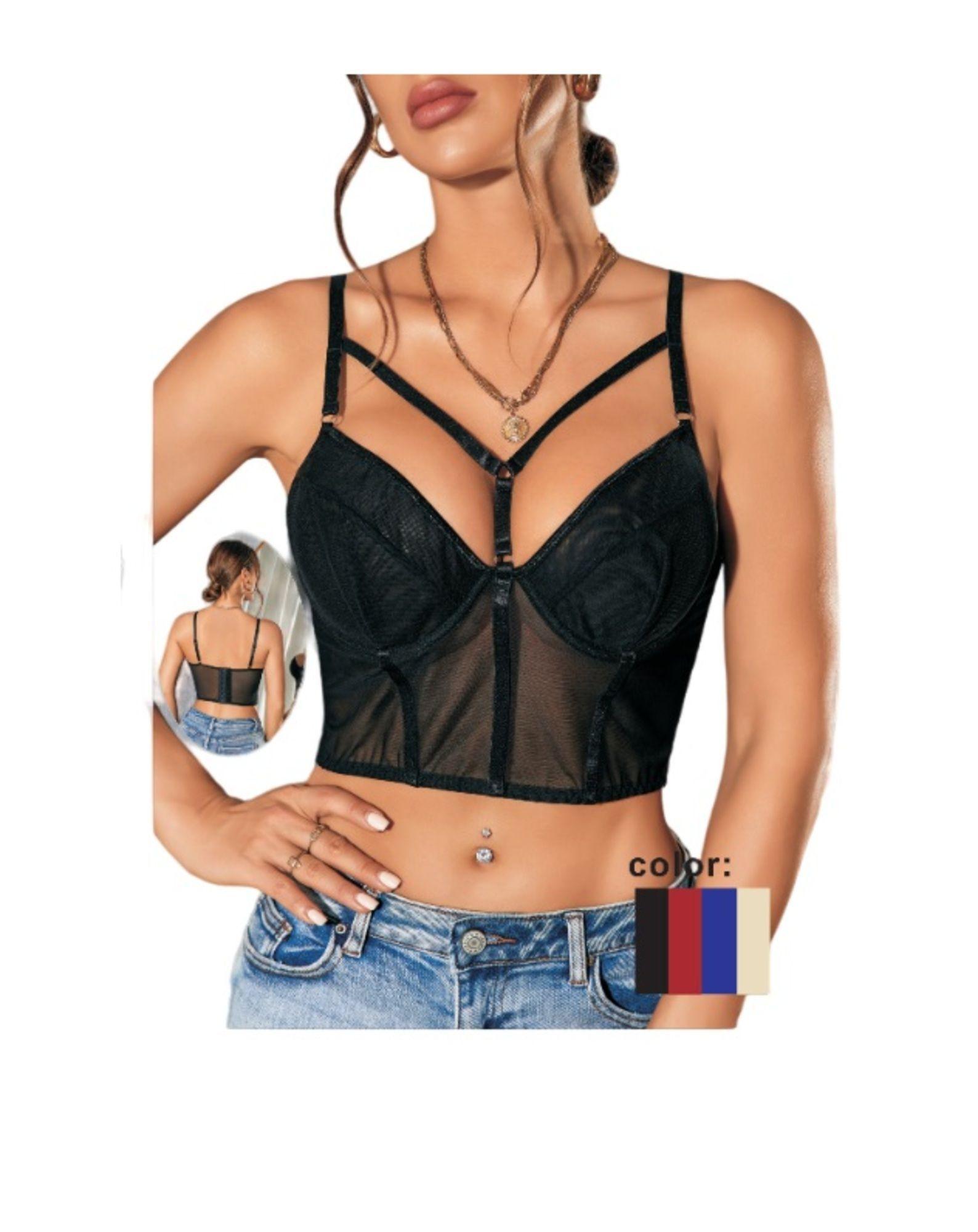 Crops Top Con Broches Y Tirantes Para Mujer - Tela Malla-3