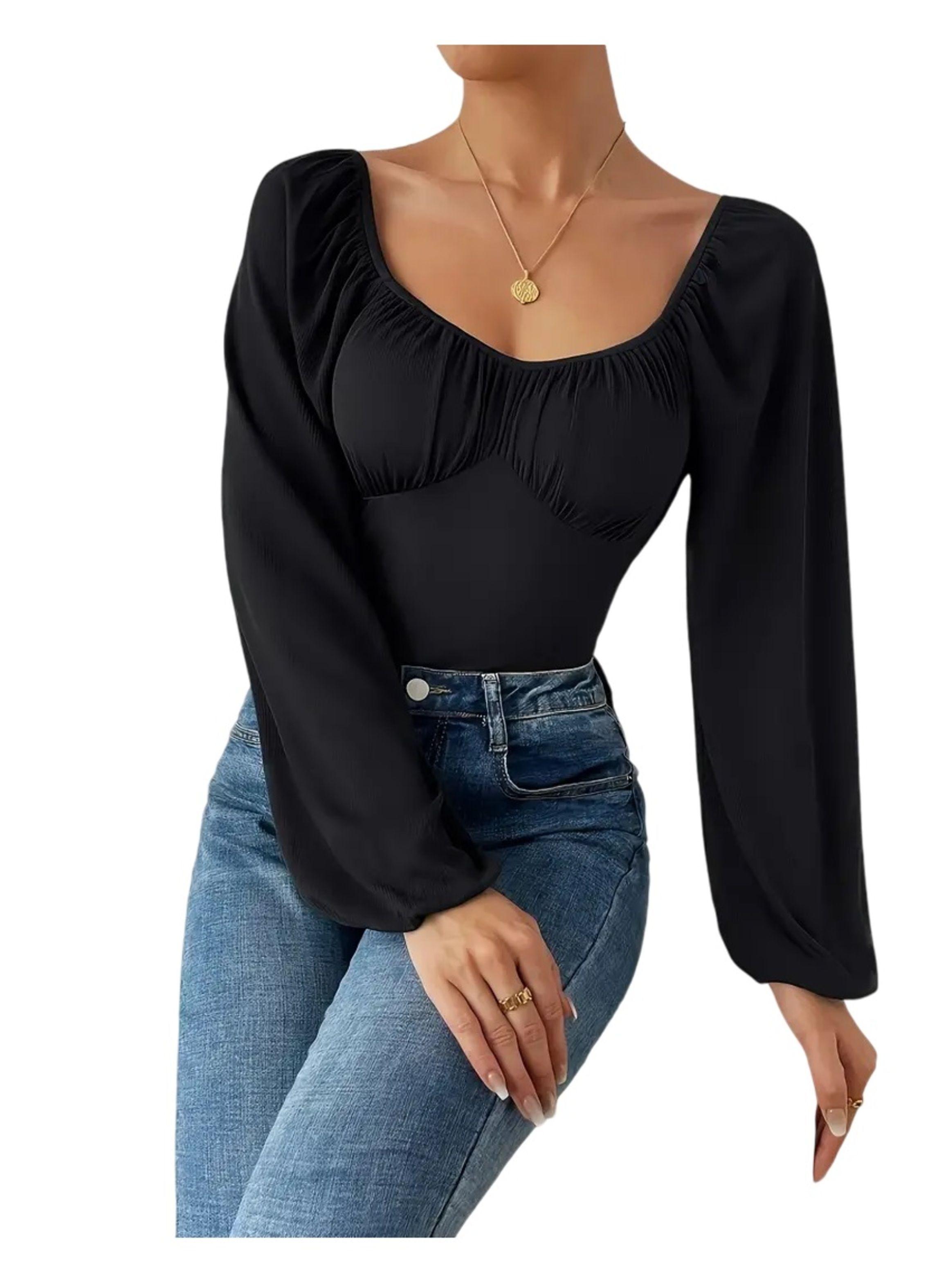 Body Para Mujer De Manga Larga Y Ancha-4