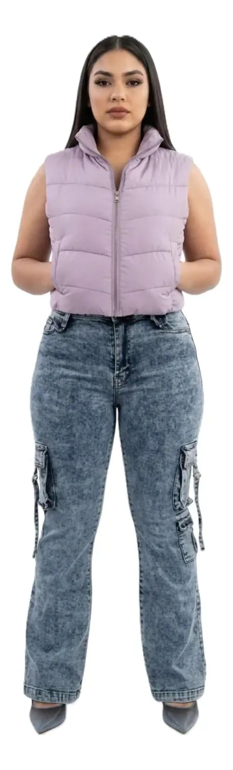 Jeans Recto Cargo Elasticado - Pantalón Para Mujer -0