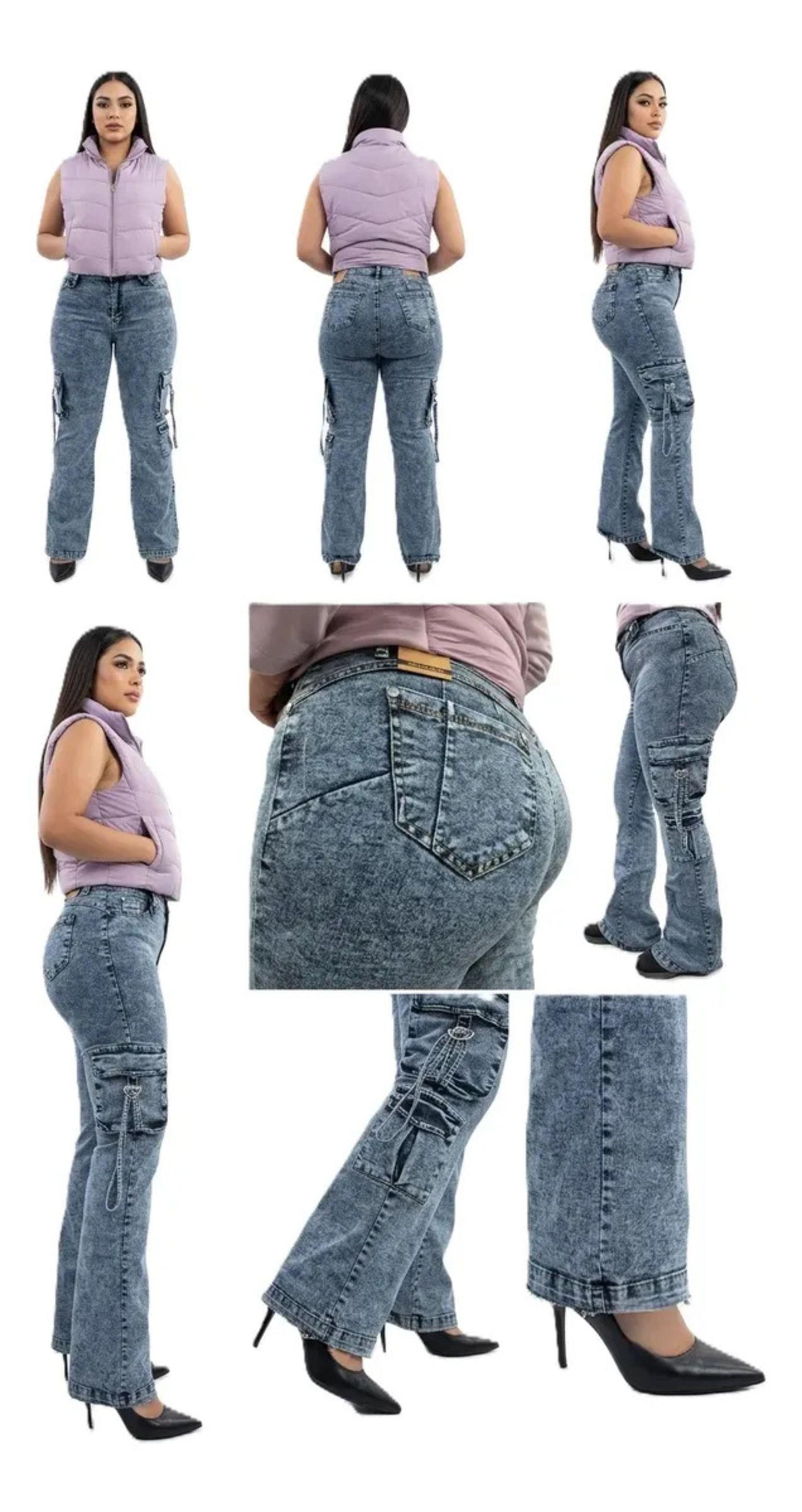Jeans Recto Cargo Elasticado - Pantalón Para Mujer -2