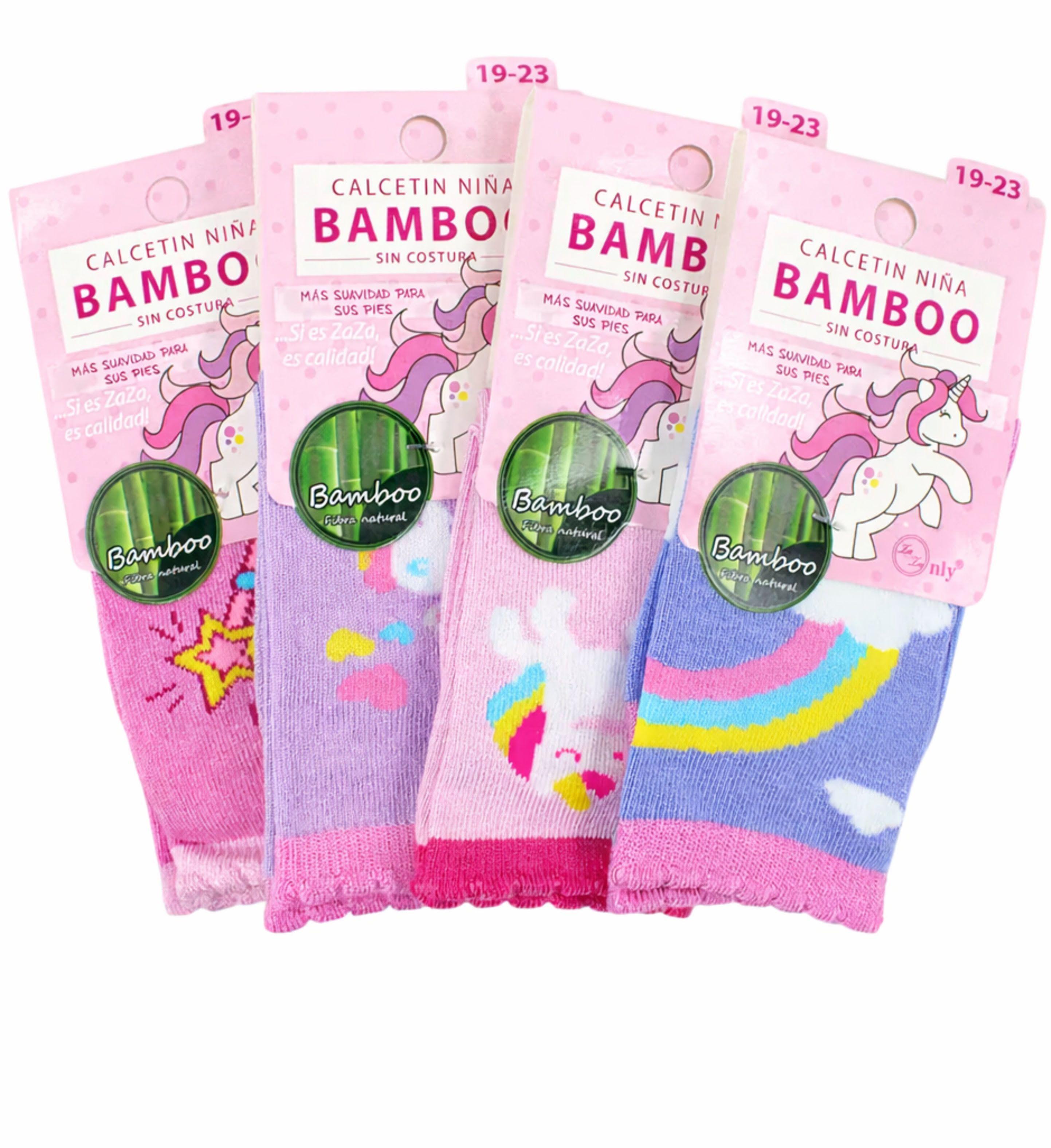 CALCETINES DE NIÑA - FIBRA DE BAMBU - SIN COSTURAS - DOCENA-2