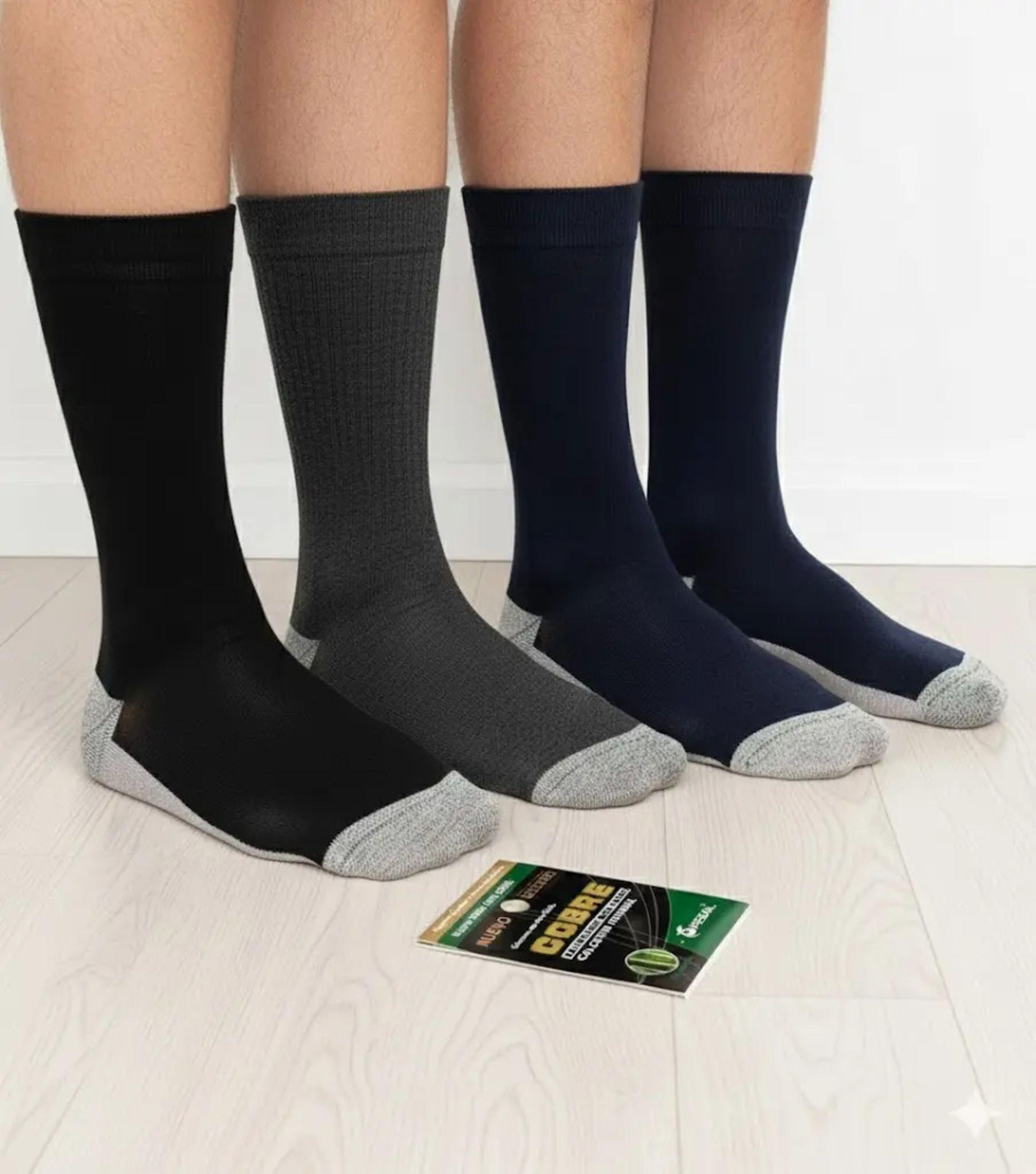 X6 Calcetines De Vestir Para Hombre Sin Costuras Algodon y Cobre-0