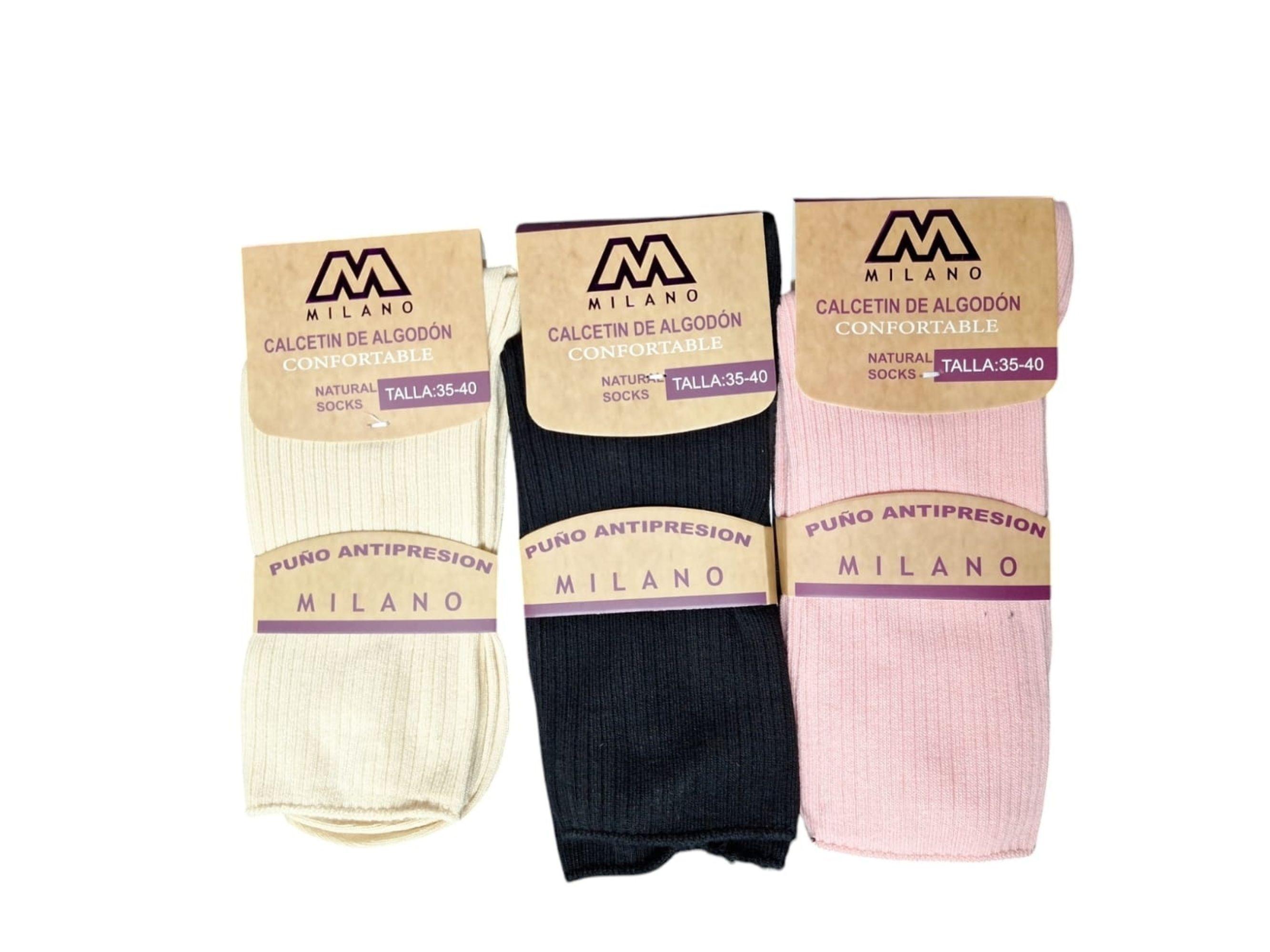 X6 Calcetines Calceta De Algodón Mujer Con Puño Antipresion-2