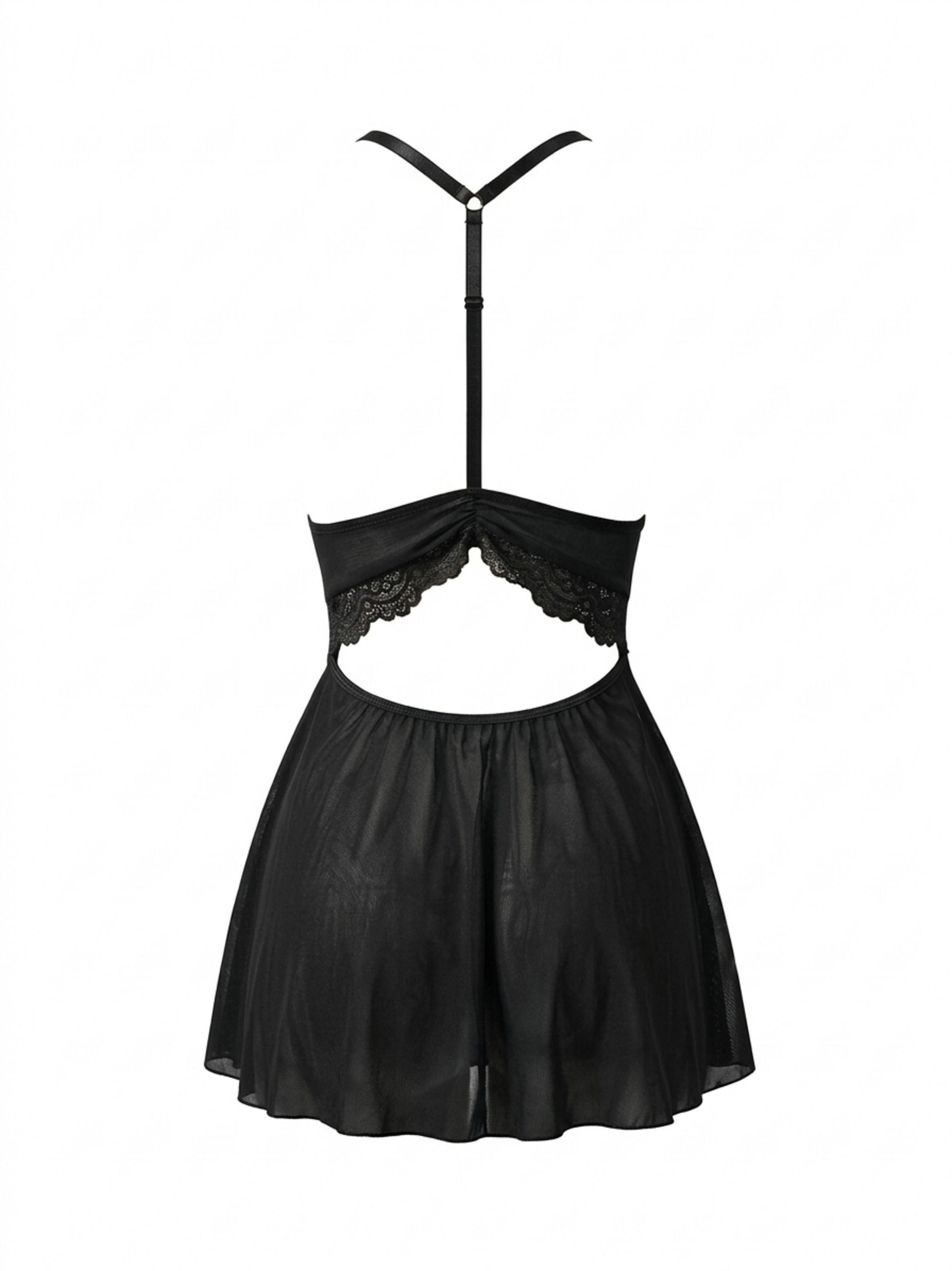 LENCERIA MUJER - BABY DOLL + COLALES - CAMISOLA CON ENCAJE-2