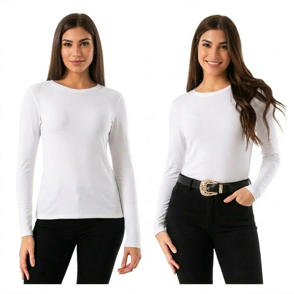 x4 Polera Cuello Redondo - Primera Capa Mujer - Fibra Bambú-2