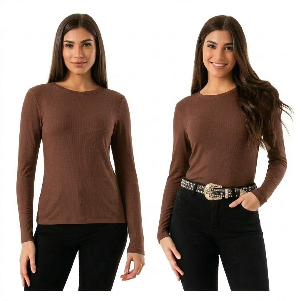 x4 Polera Cuello Redondo - Primera Capa Mujer - Fibra Bambú-7