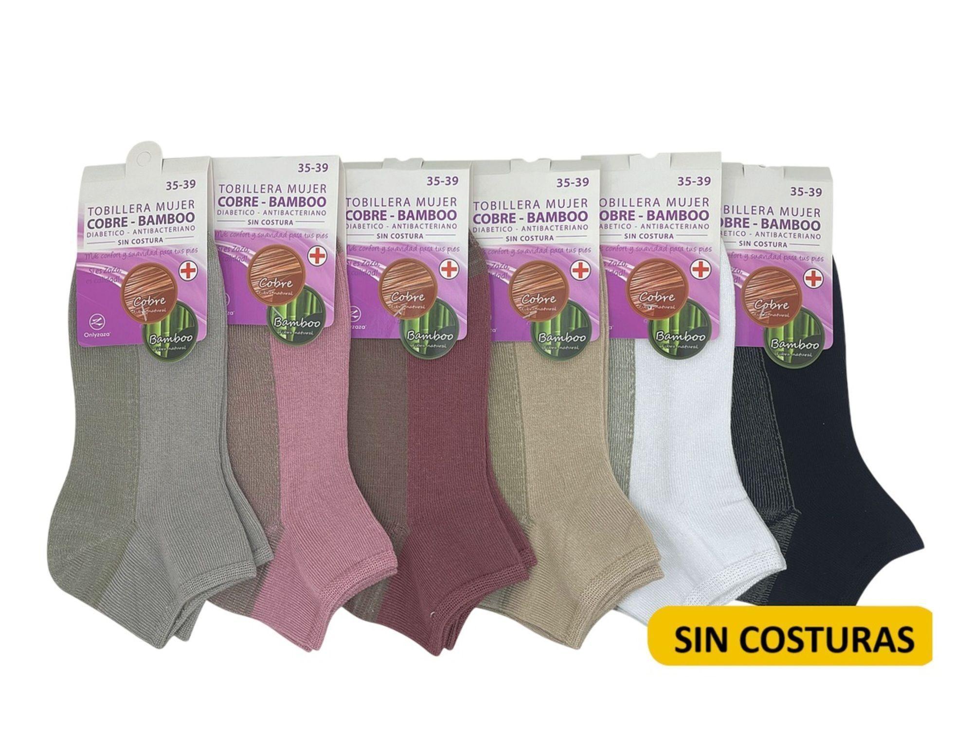  Calcetas Tobilleras De Mujer Con Bambú Y Cobre Sin Costura-0