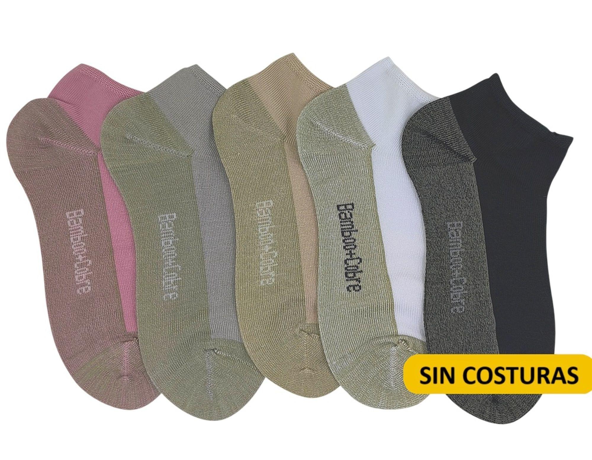  Calcetas Tobilleras De Mujer Con Bambú Y Cobre Sin Costura-1