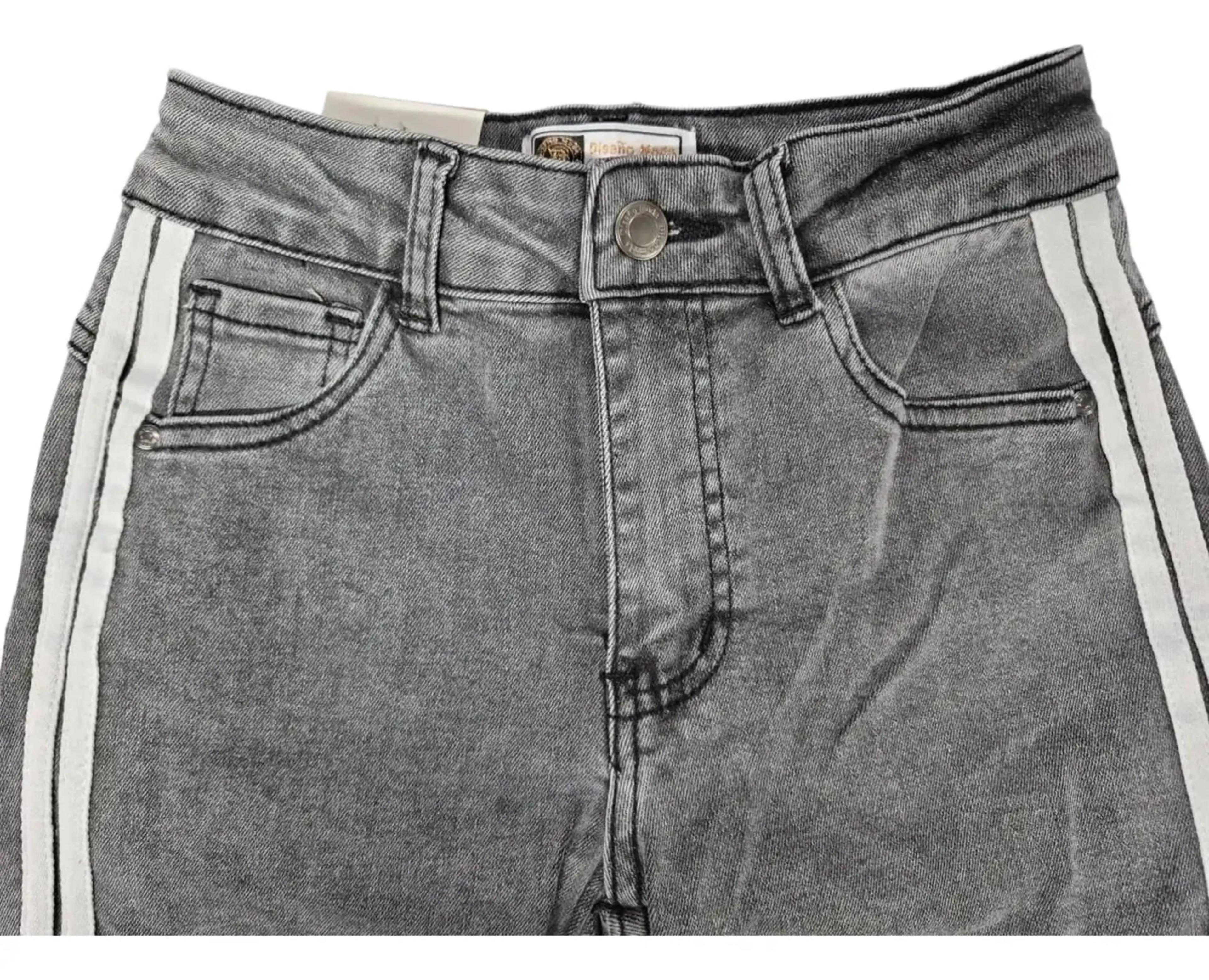 Jeans De Algodón Pantalón Cargo Con Líneas Blancas de Niñas-4