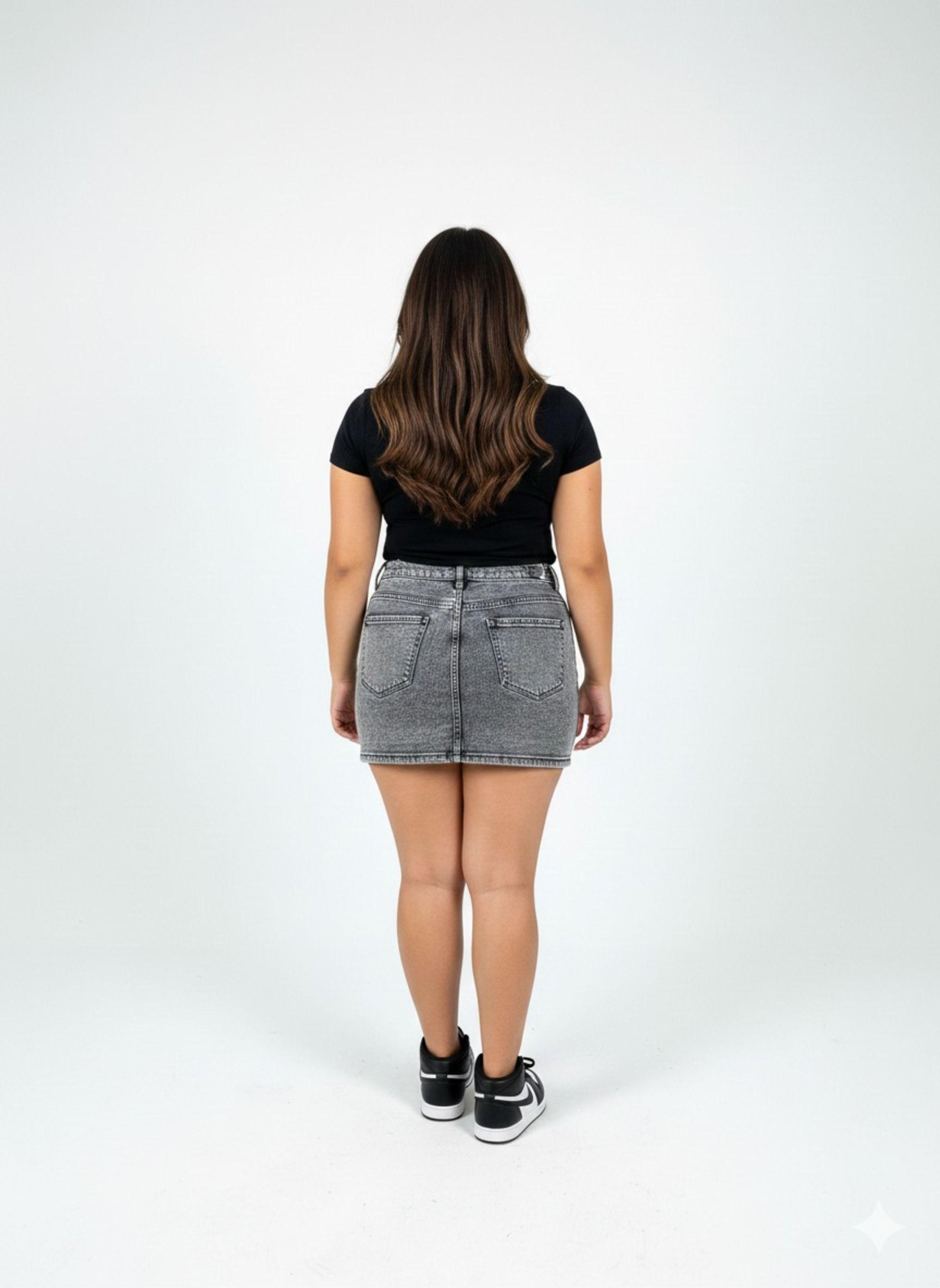 Mini Falda Short De Mezclilla - Jeans Tiro Alto-2