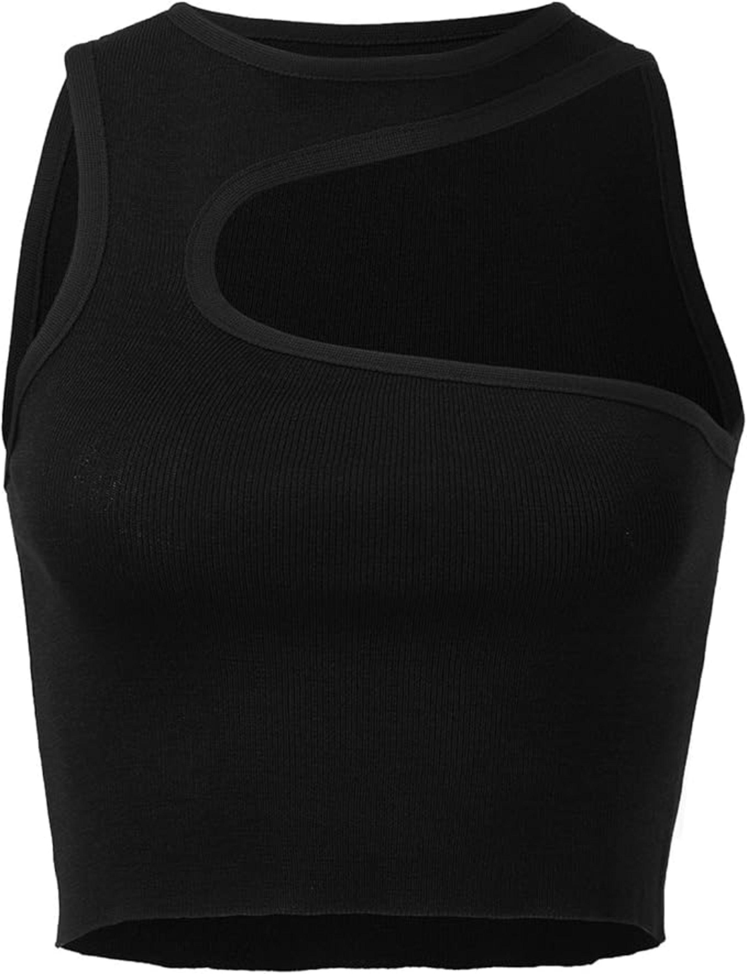 Crop Top Sin Mangas Para Mujer Con Escote asimétrico-3