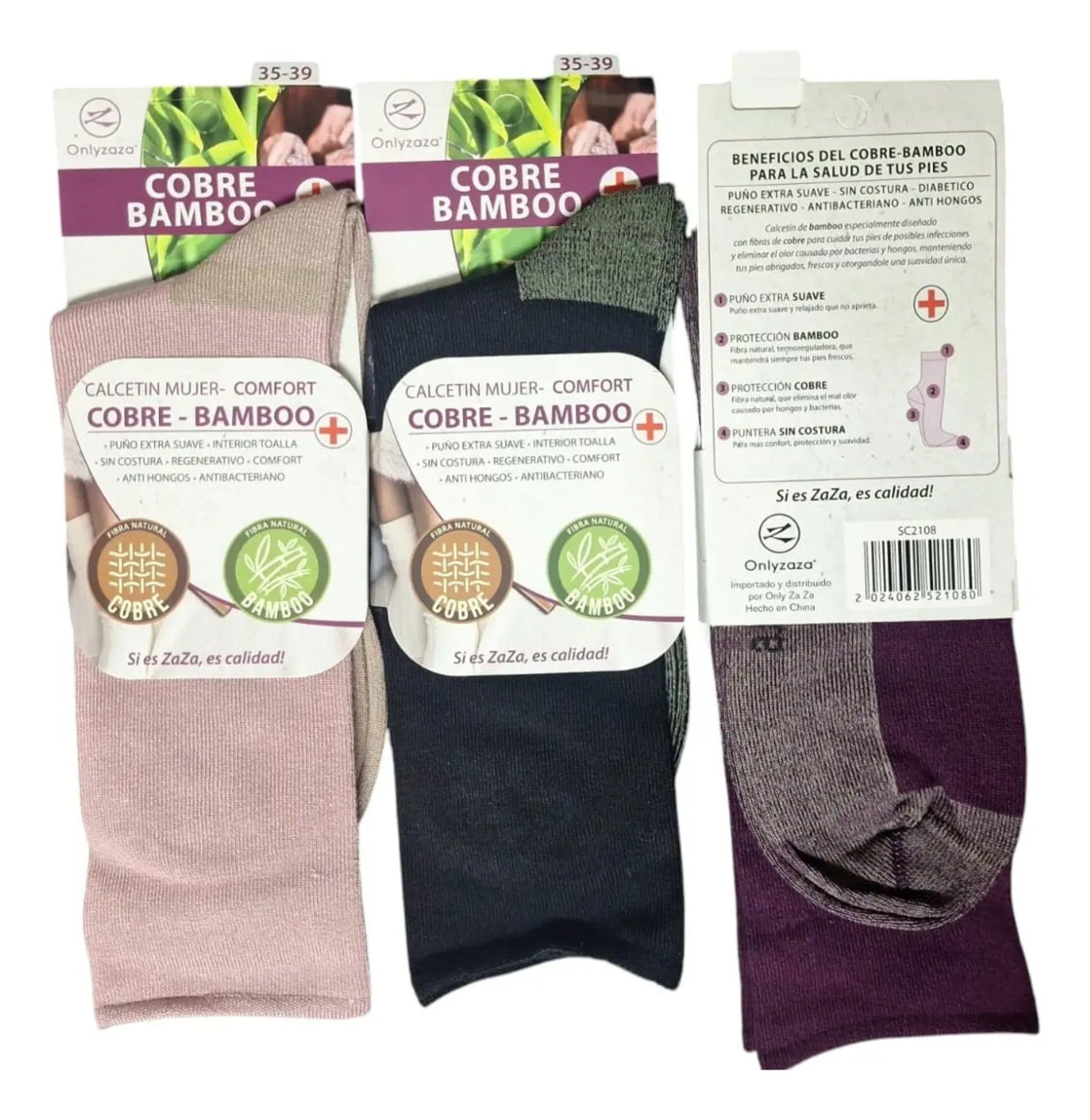 6 Pares De Calcetines Para Mujer Con Fibra de Bambu y Cobre -2