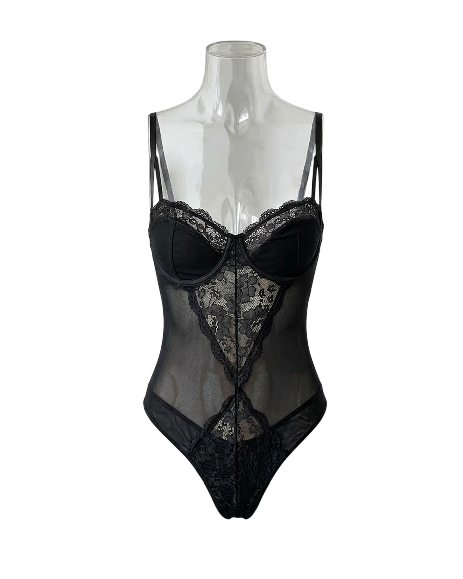 Elegante Body Para Mujer Diseño Encaje Con Tirantes Y Horma-4