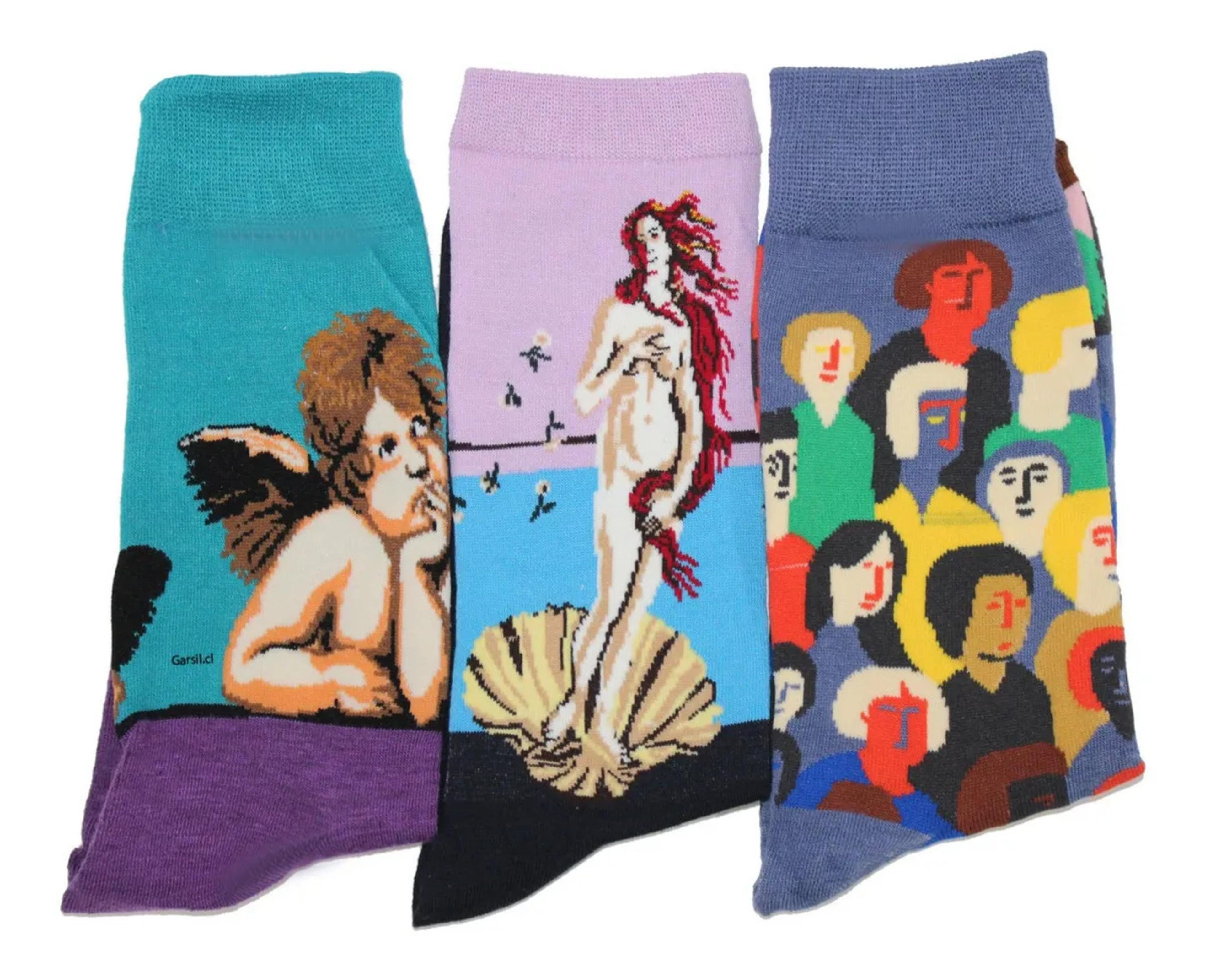 Calcetines De Algodón Con Diseños De Arte - Unisex - Docena-5