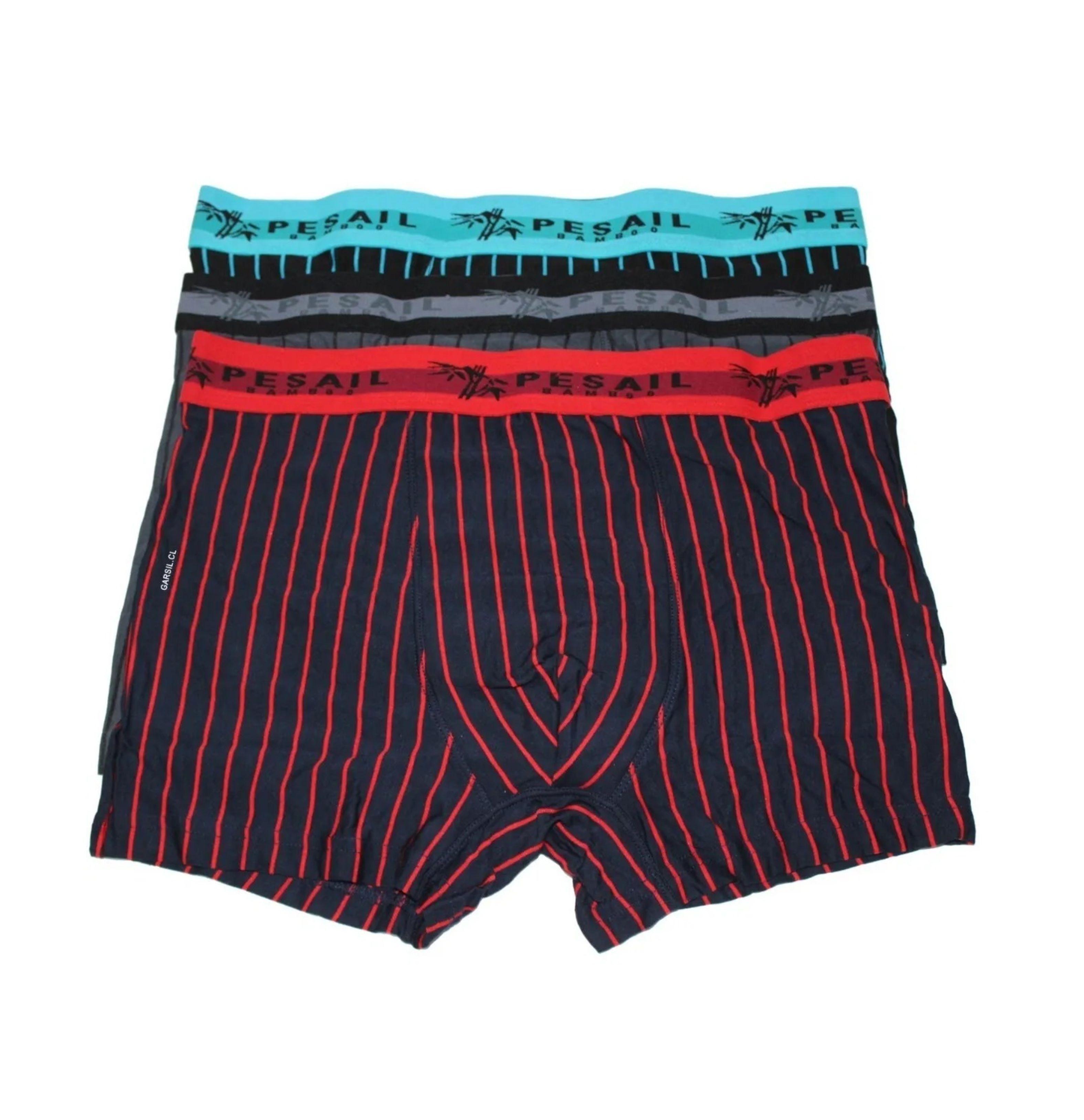 Boxer Con Fibra De Bambu Para Hombre Diseño Lineas - Docena-3