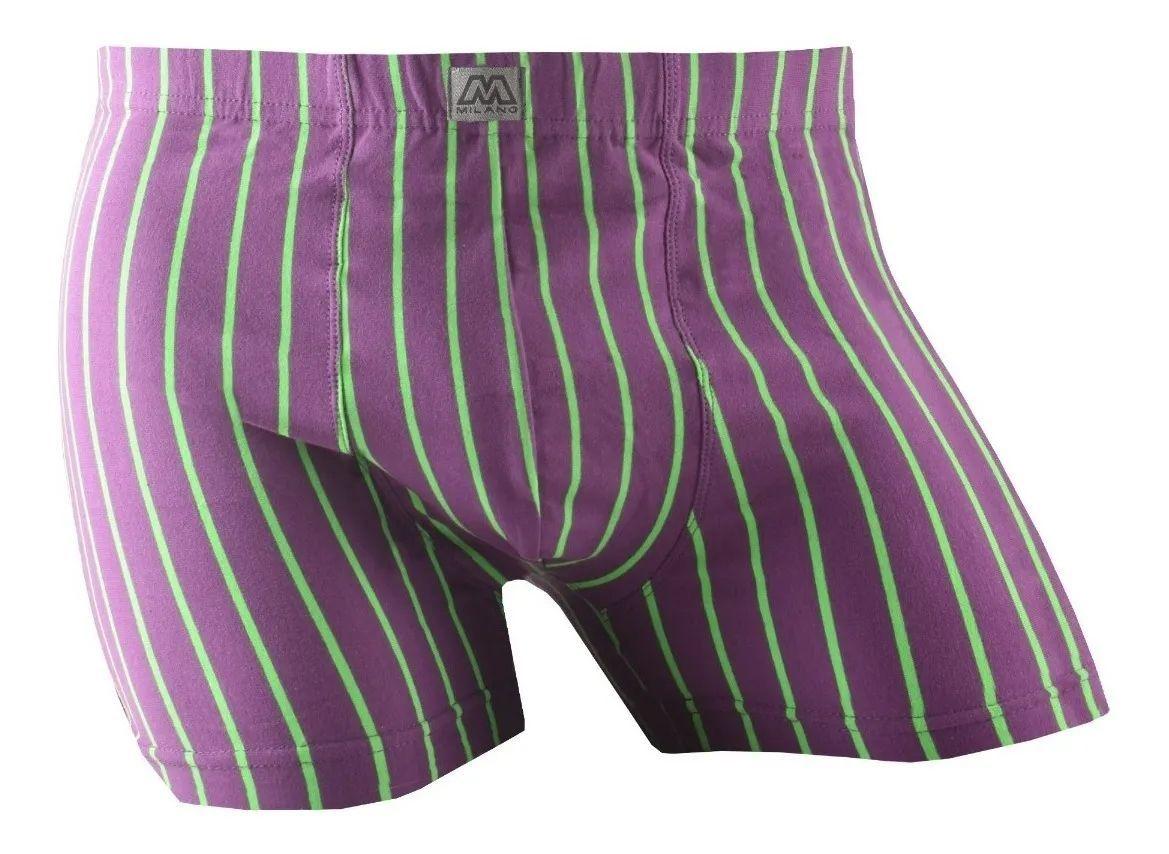 12 Bóxer Short De Algodón Para Hombre Diseño Rayas -6