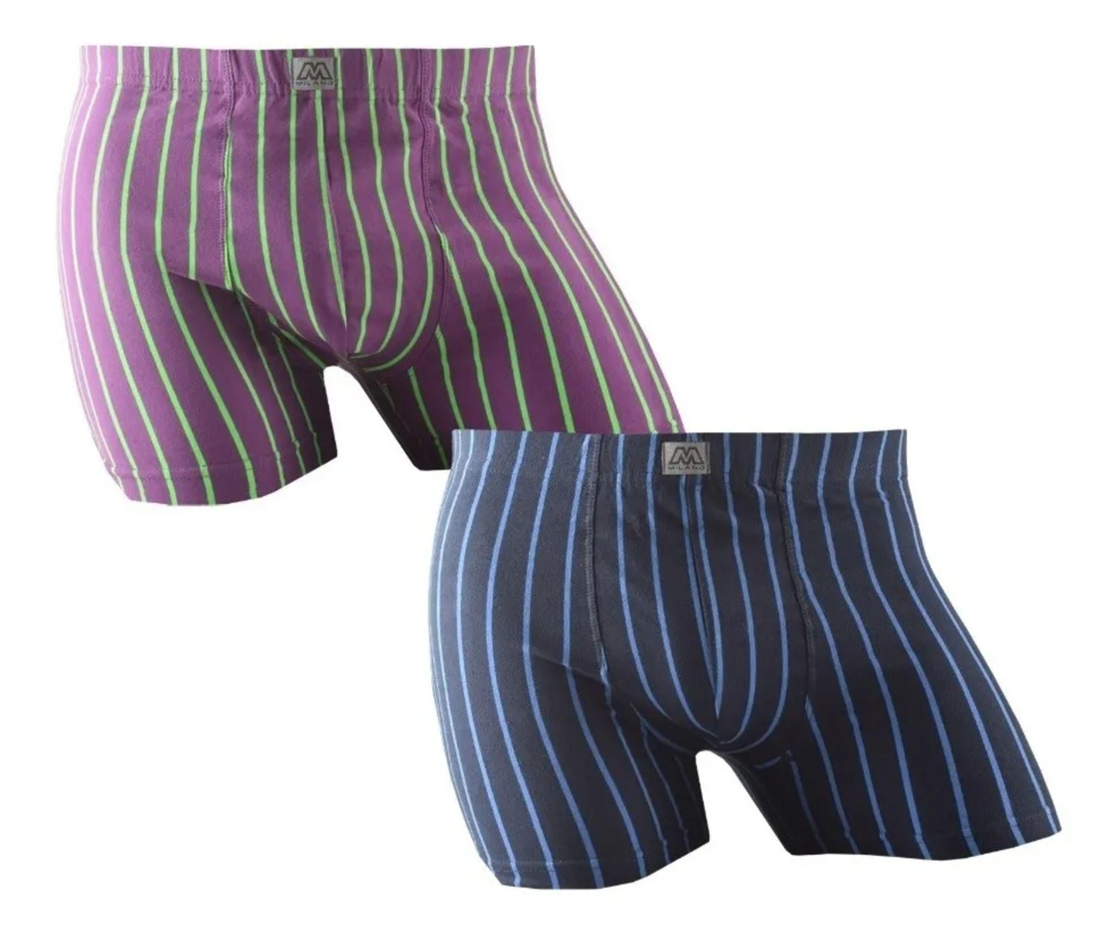 12 Bóxer Short De Algodón Para Hombre Diseño Rayas -4