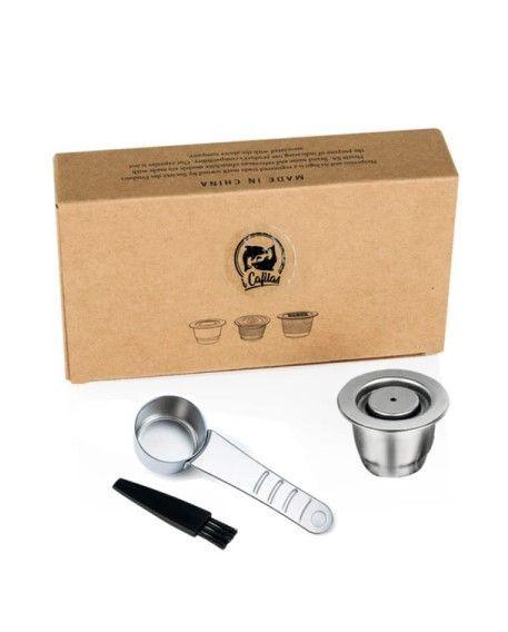 CAPSULA REUTILIZABLE PARA CAFETERAS NESPRESSO ACERO INOXIDABLE + ACCESORIOS-0