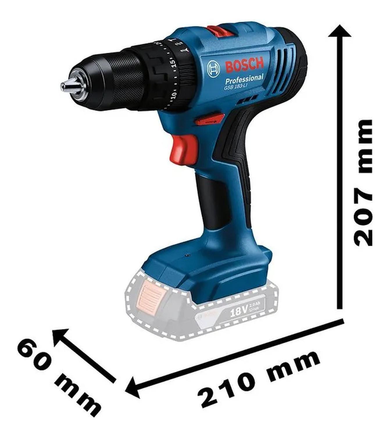 Taladro Percutor Atornillador Gsb183-li 18v Bosch +2bat +car-4