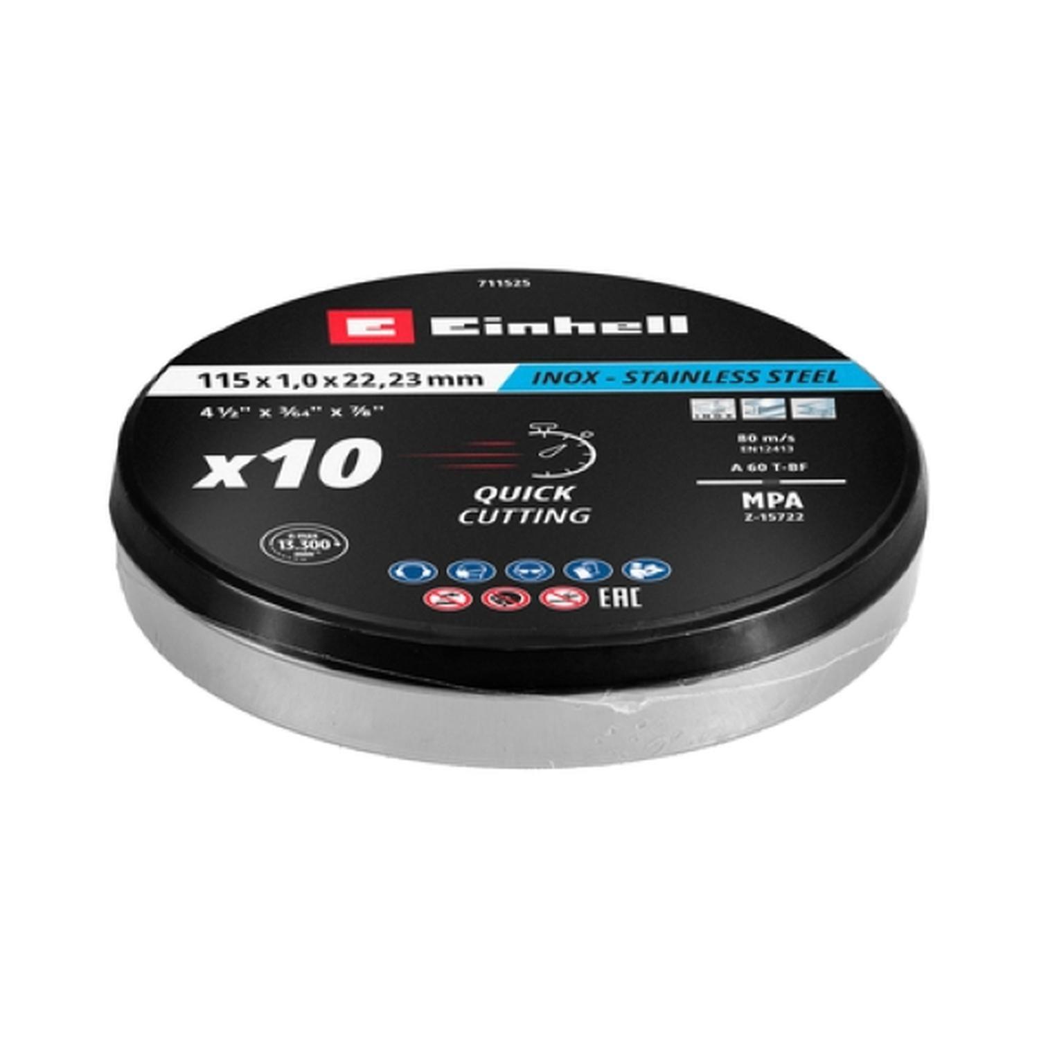 Set 10 Discos Corte Metal Inox 115x1mm 711525 Einhell-2