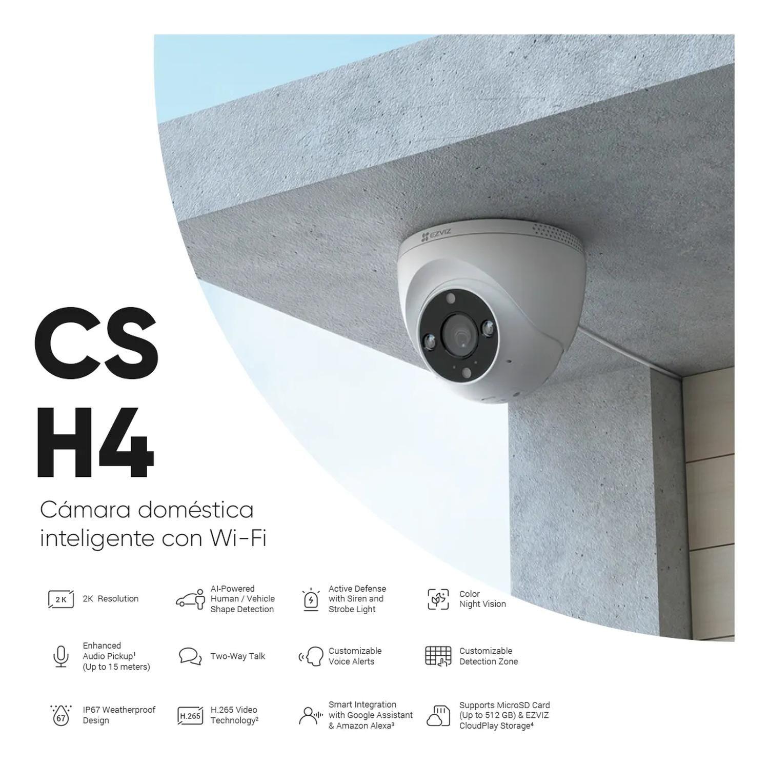 Cámara Seguridad Wifi Domo Visión Nocturna H4 2K 2MP Ezviz-4