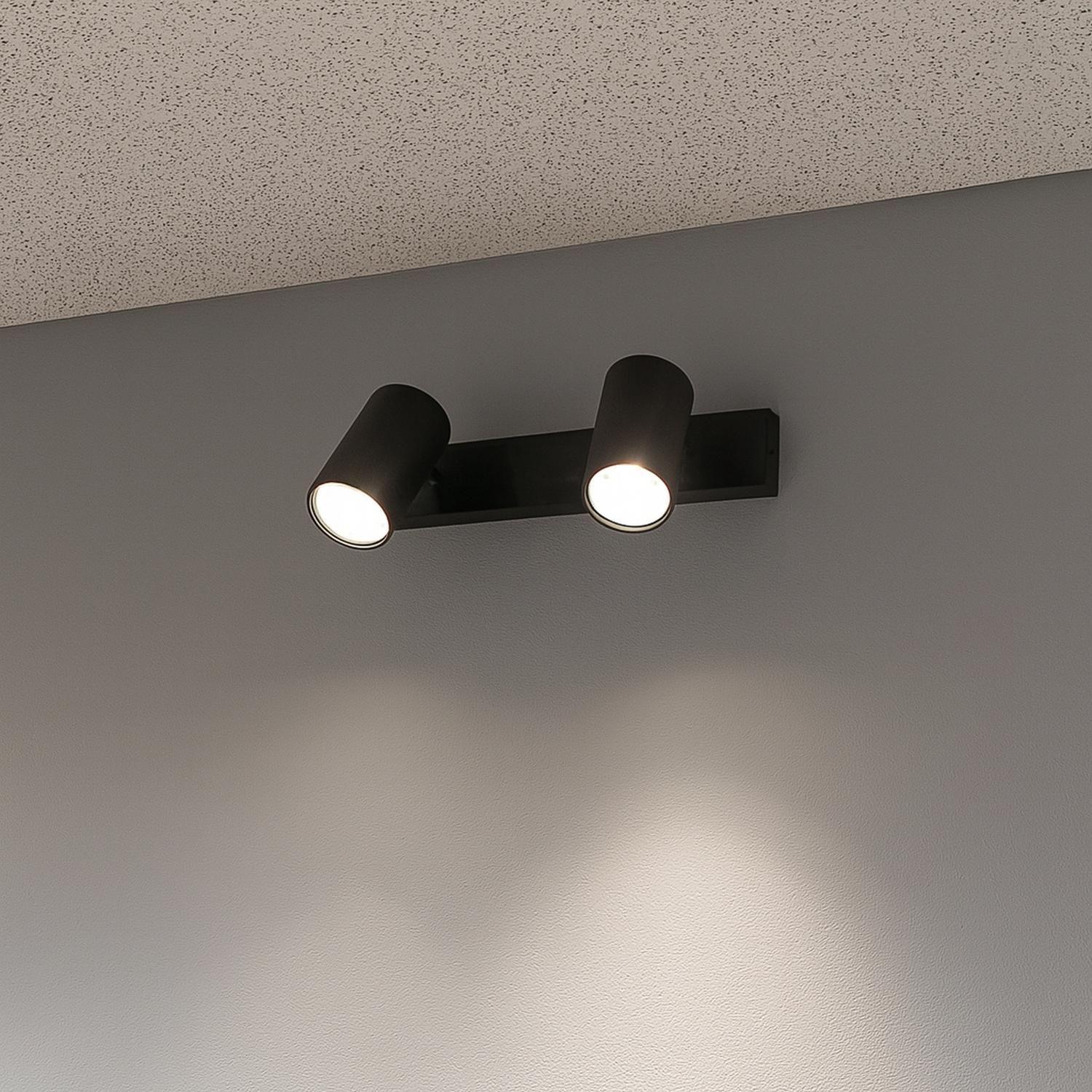 Foco Doble Dirigible Sobrepuesto Negro 2xGU10 Megabright-2