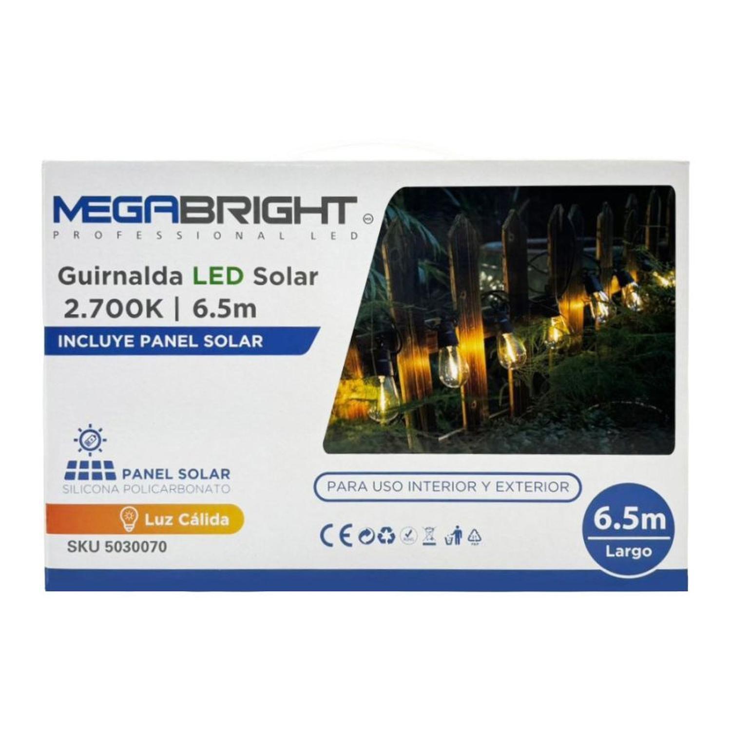 Guirnalda Led Solar 6.5mts Con 10 Amp 2700k Megabright-2