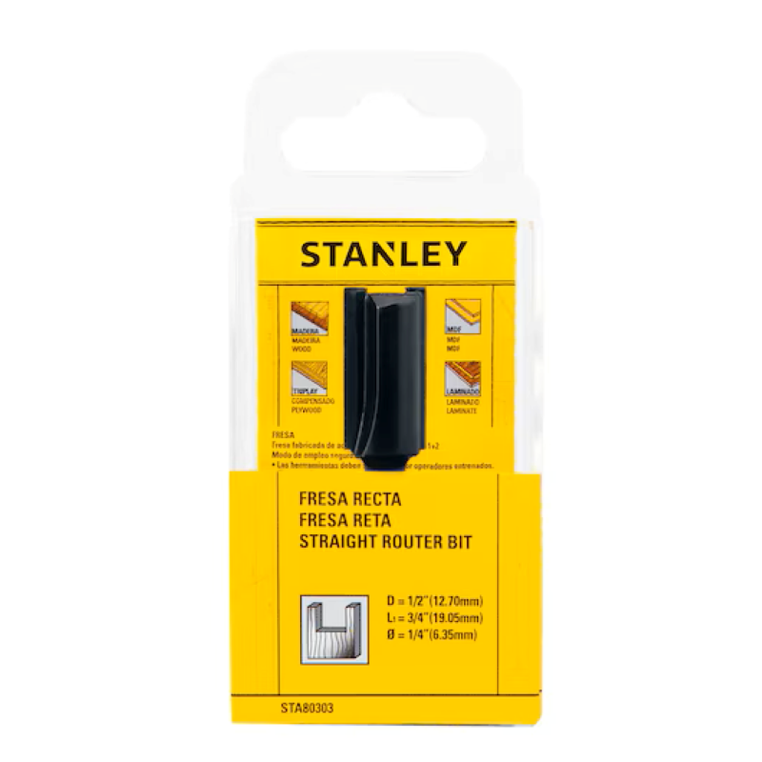 Fresa Recta 1/2 Vástago 1/4 Sta80303 Stanley-2