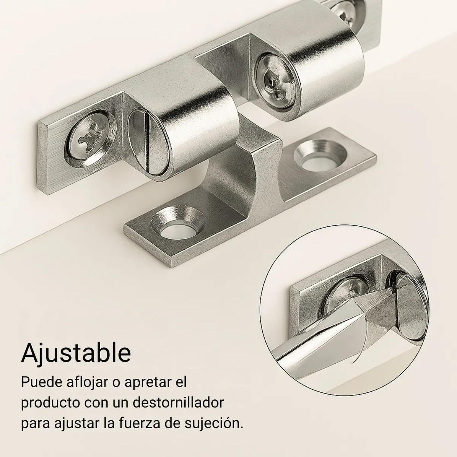 Pack 4un Reten Regulable Niquelado Para Puerta 70mm DMC-3