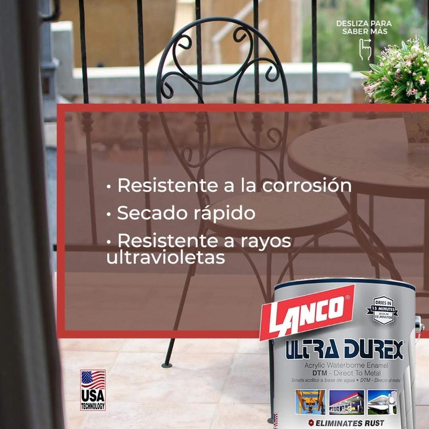 Esmalte Acrílico 3en1 Ultra Durex 1/4gl 946ml Blanco Lanco-5